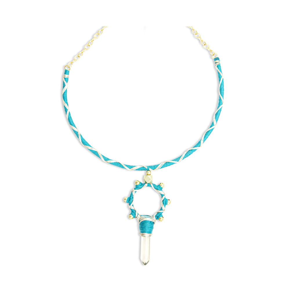 Crystal Rising Woven Necklace With Crystal Pendant - Myra USA