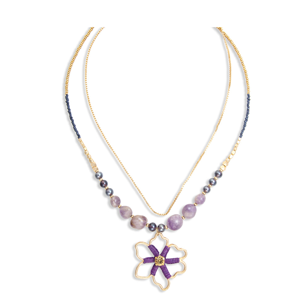 Amethyst Blooming Pendant Necklace - Myra USA