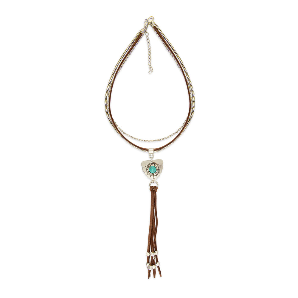Feather Shield Stacked Necklace - Myra USA