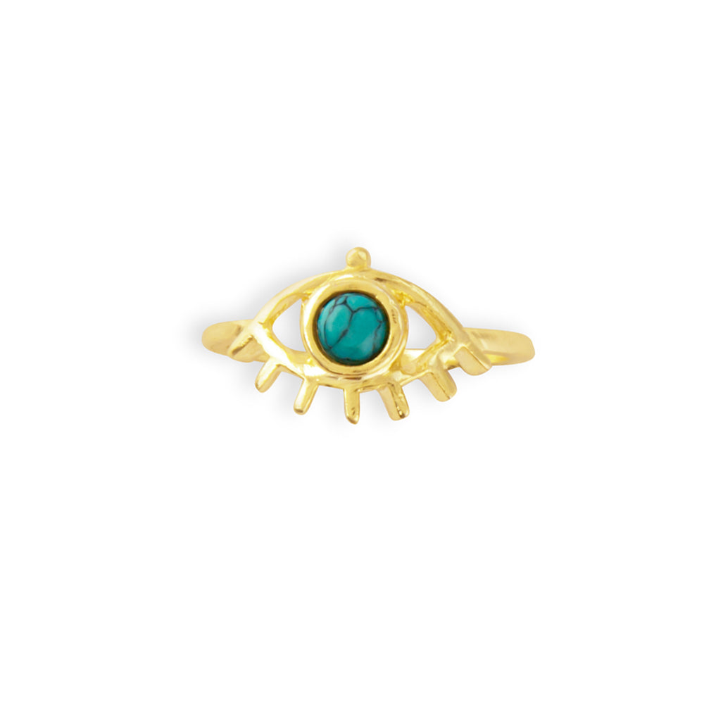 Theia Eye Gold Tone Ring With Stone Set - Myra USA