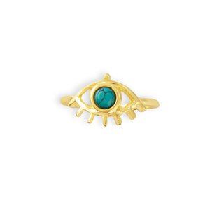 Theia Eye Gold Tone Ring With Stone Set - Myra USA