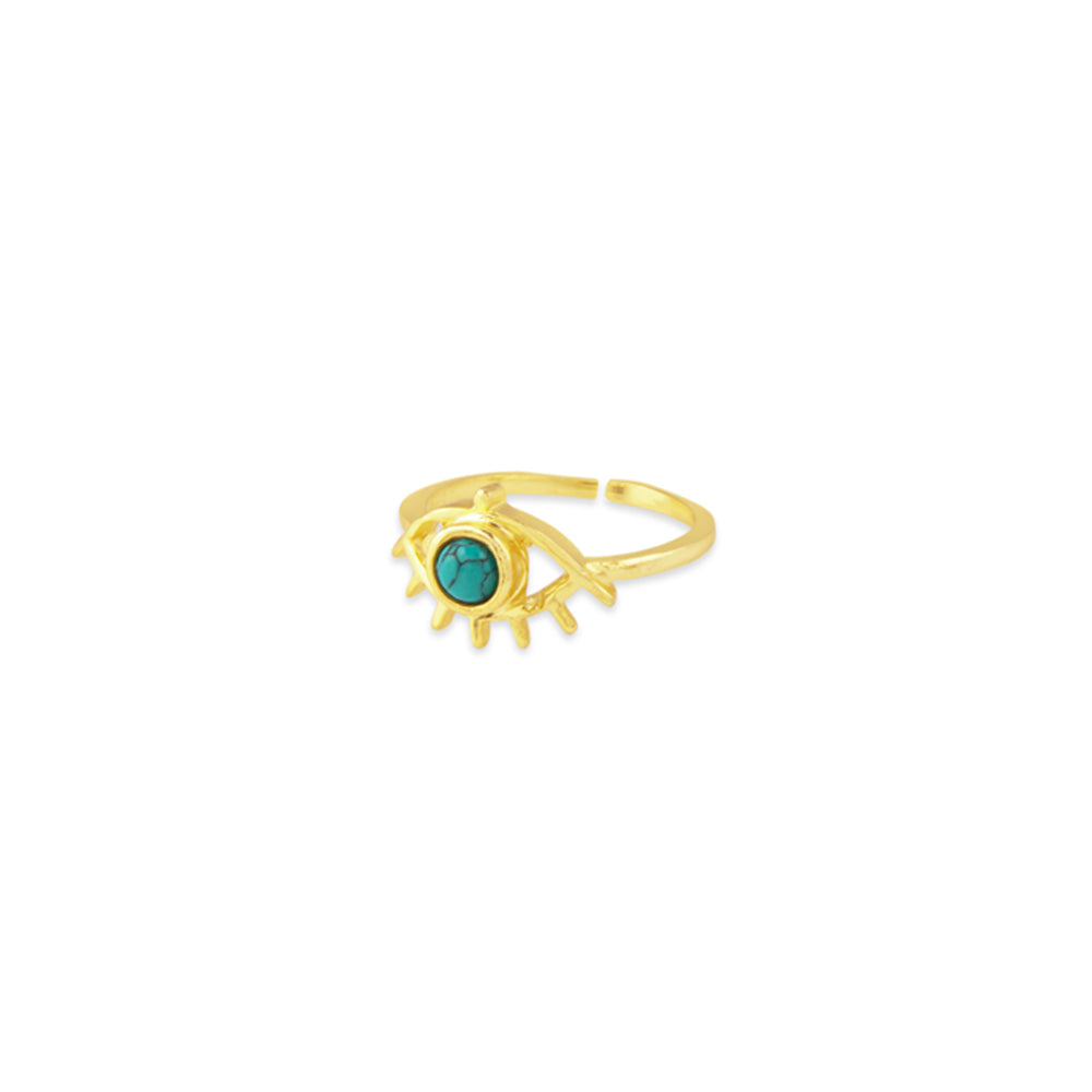 Theia Eye Gold Tone Ring With Stone Set - Myra USA