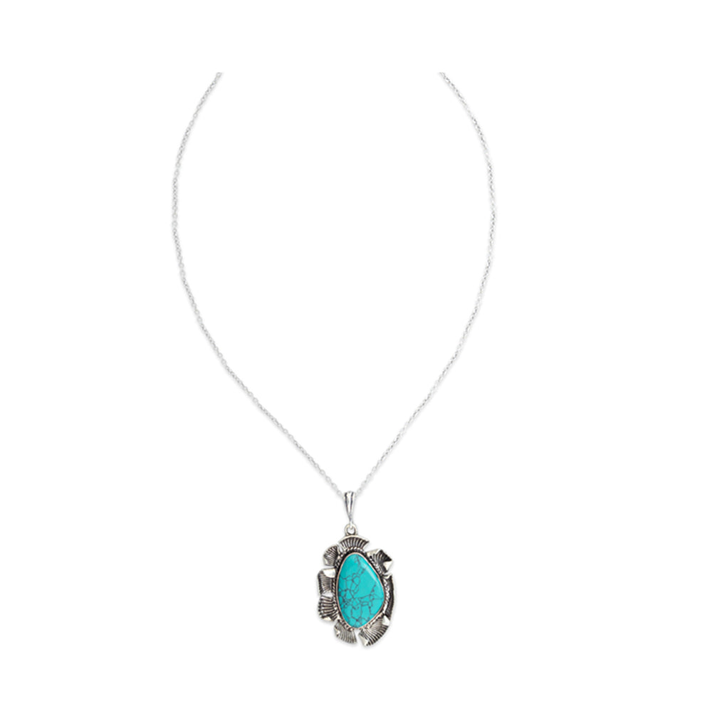 High Sierra Turquoise & Silver Tone Crafted Necklace - Myra USA