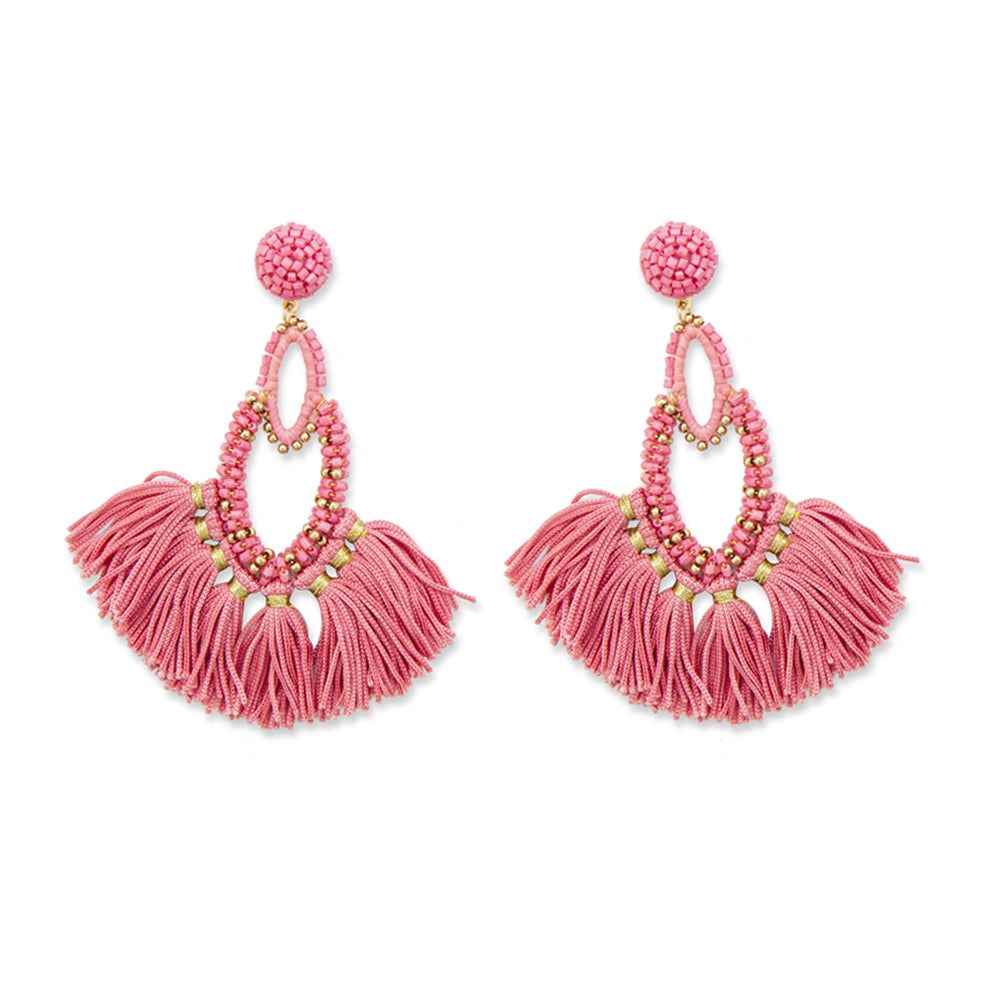 Caroline Beaded & Fringed Earrings - Myra USA