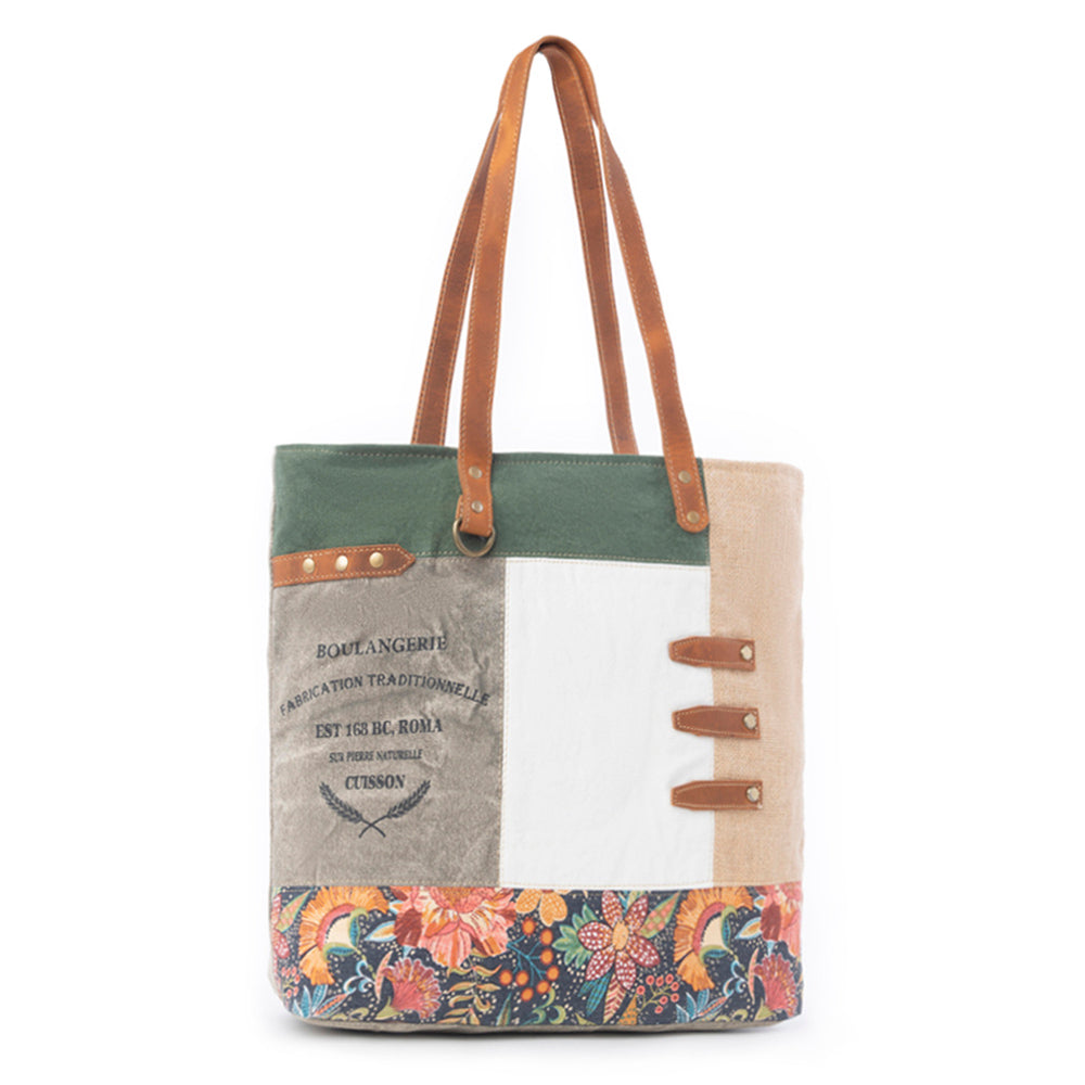 Boulangerie Floral Trim Tote Bag - Myra USA
