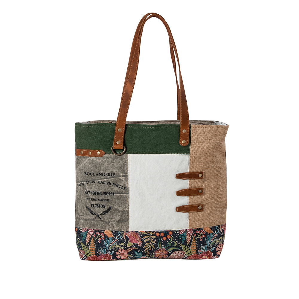 Boulangerie Floral Trim Tote Bag - Myra USA