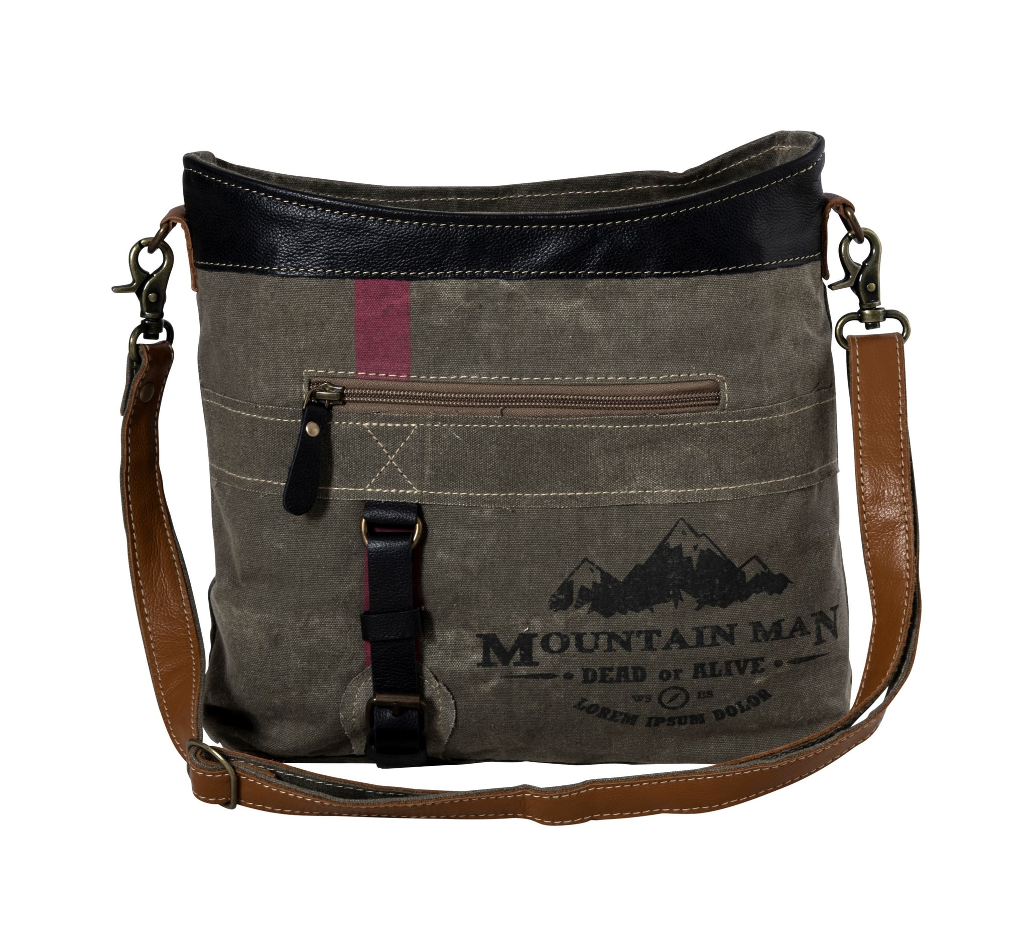 Myra Bag Minth Bucket Bag S-5245 - Green, Canvas & Leather, 12.5" X 13.5" X 5.5"