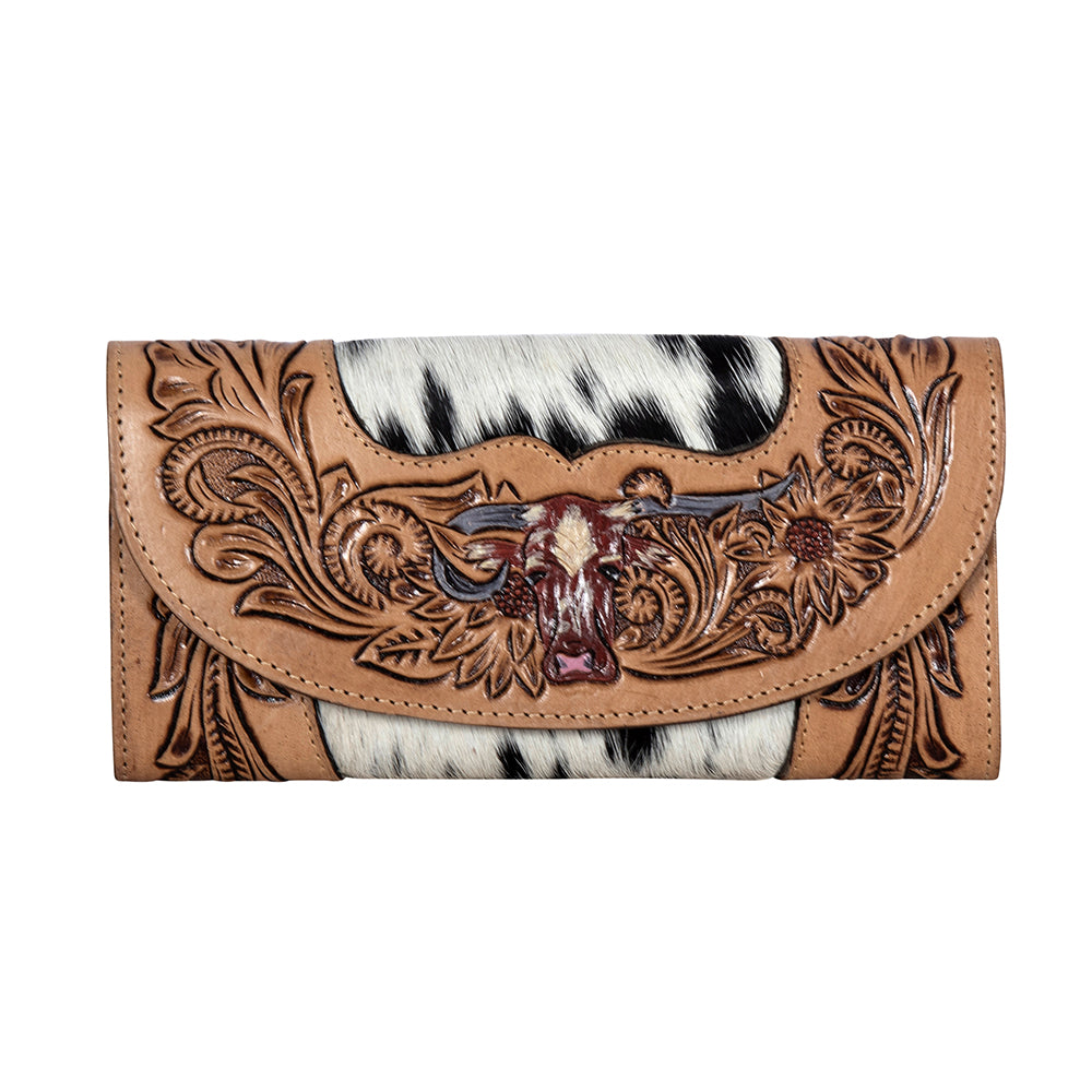 Moonflower Falls Hand-Tooled Clutch Wallet - Myra USA