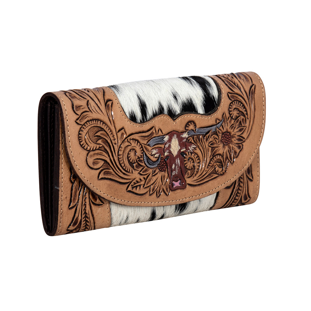 Moonflower Falls Hand-Tooled Clutch Wallet - Myra USA