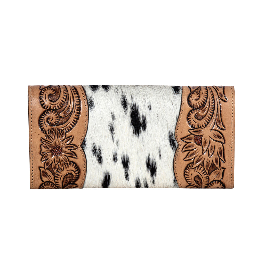 Moonflower Falls Hand-Tooled Clutch Wallet - Myra USA