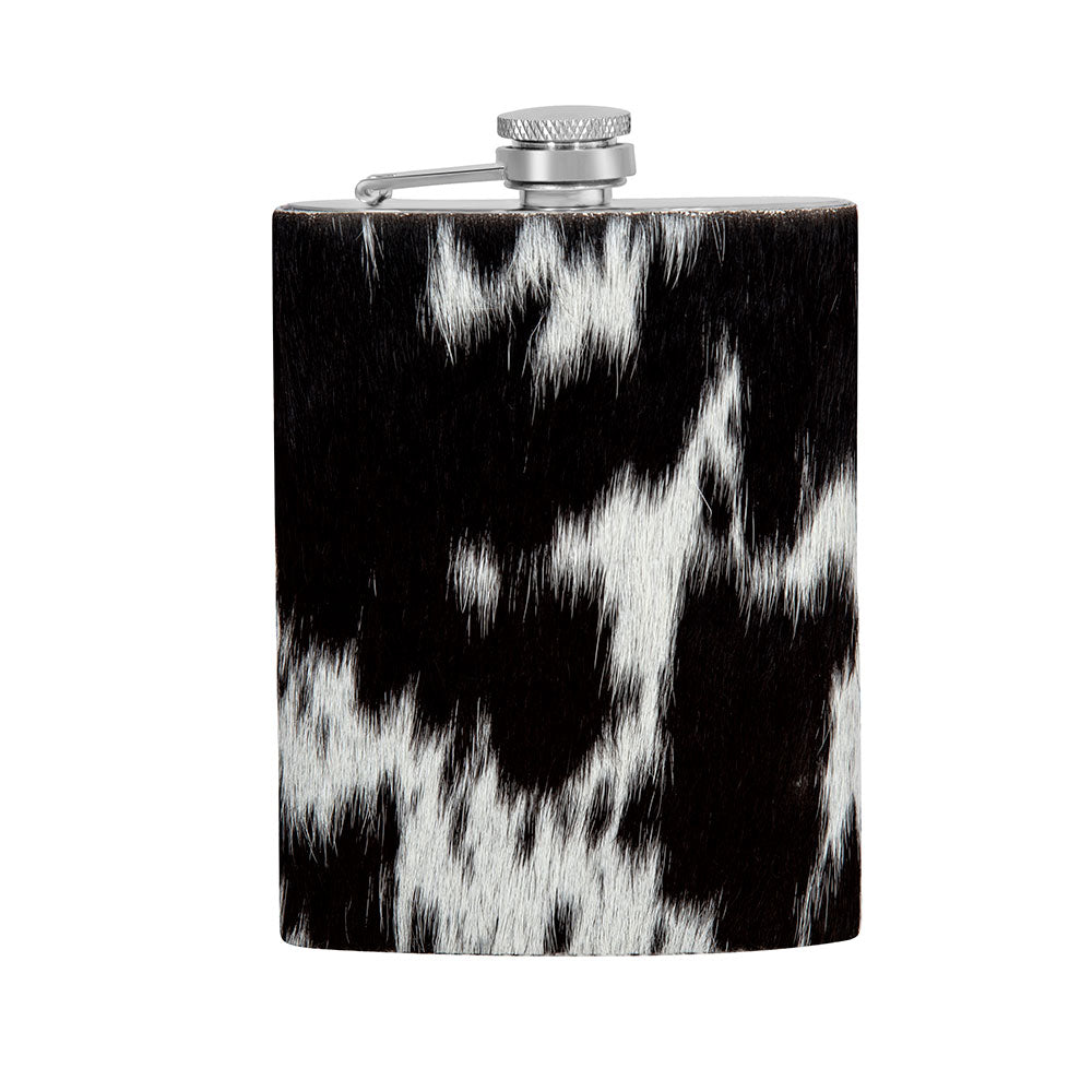 Mountain Trail Flask in Dark Hair-on Hide - Myra USA
