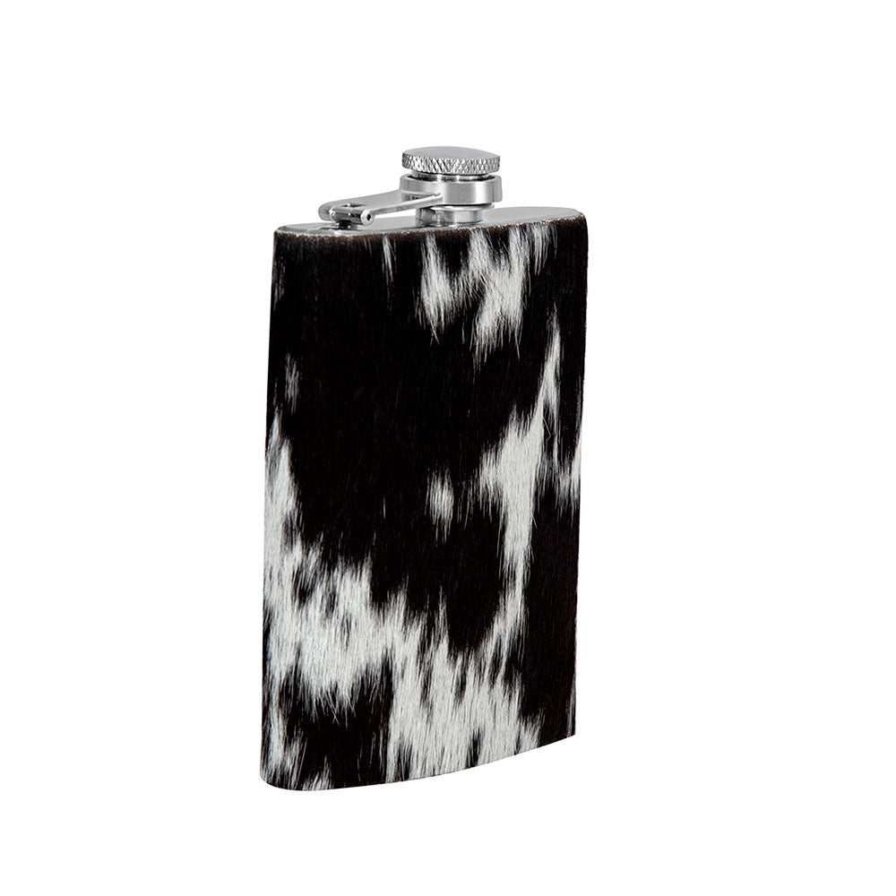 Mountain Trail Flask in Dark Hair-on Hide - Myra USA