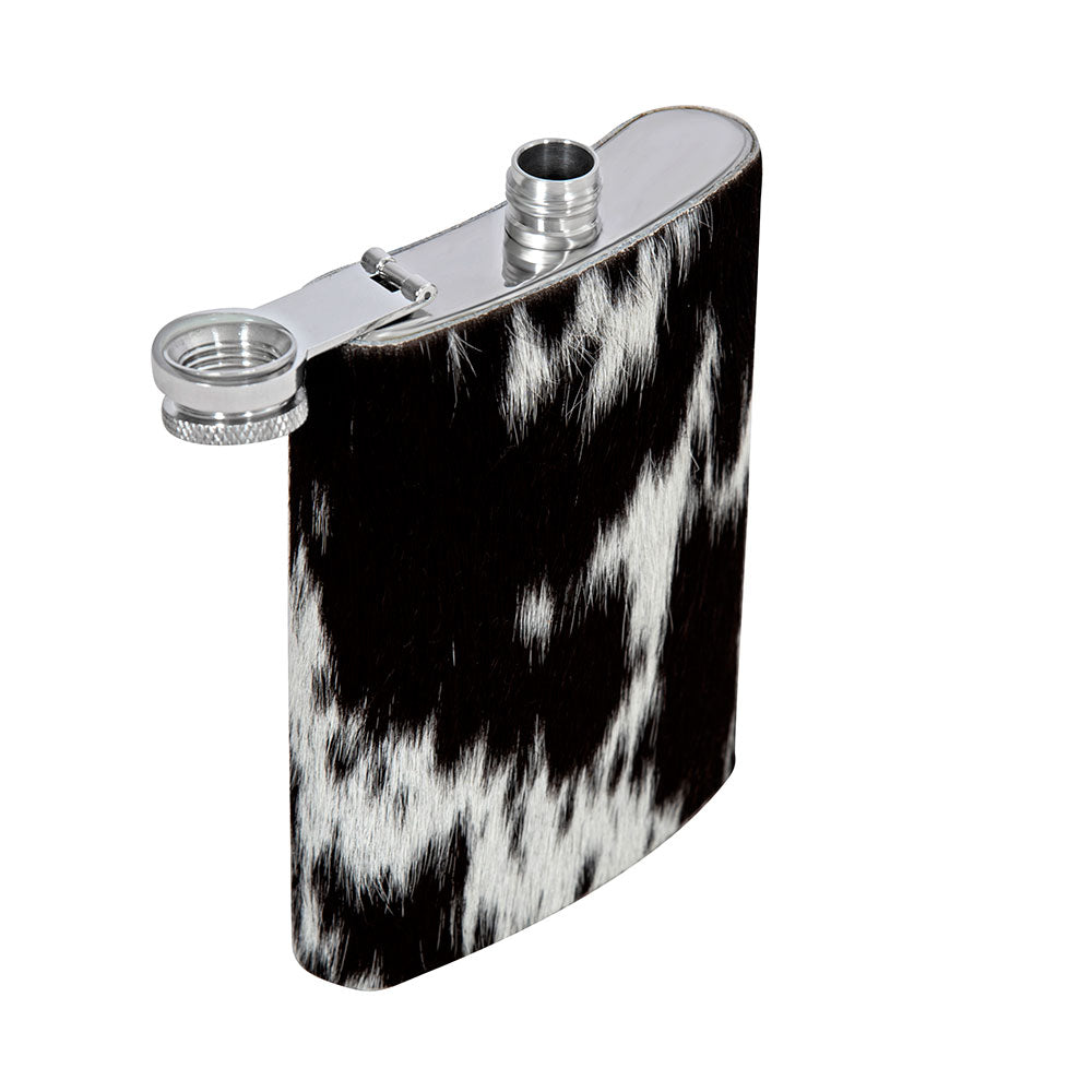 Mountain Trail Flask in Dark Hair-on Hide - Myra USA