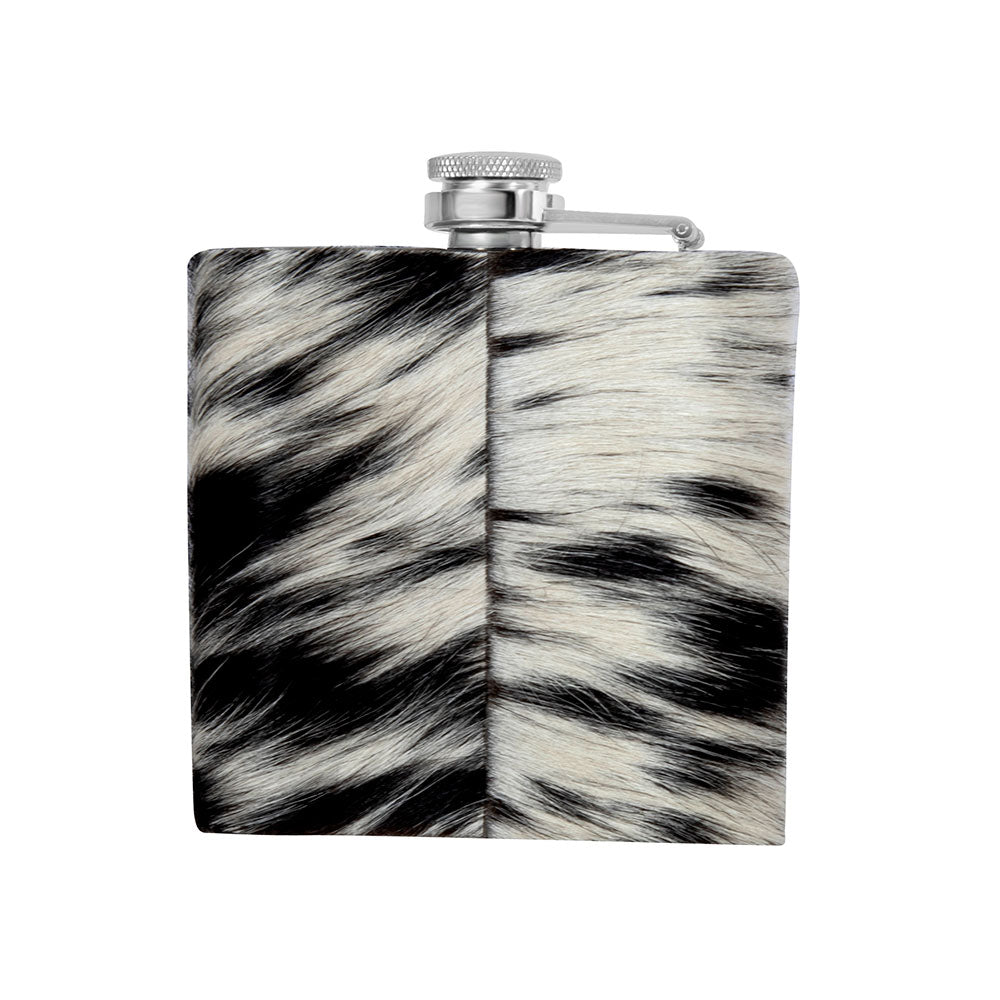 Mountain Trail Flask in Dark Hair-on Hide - Myra USA