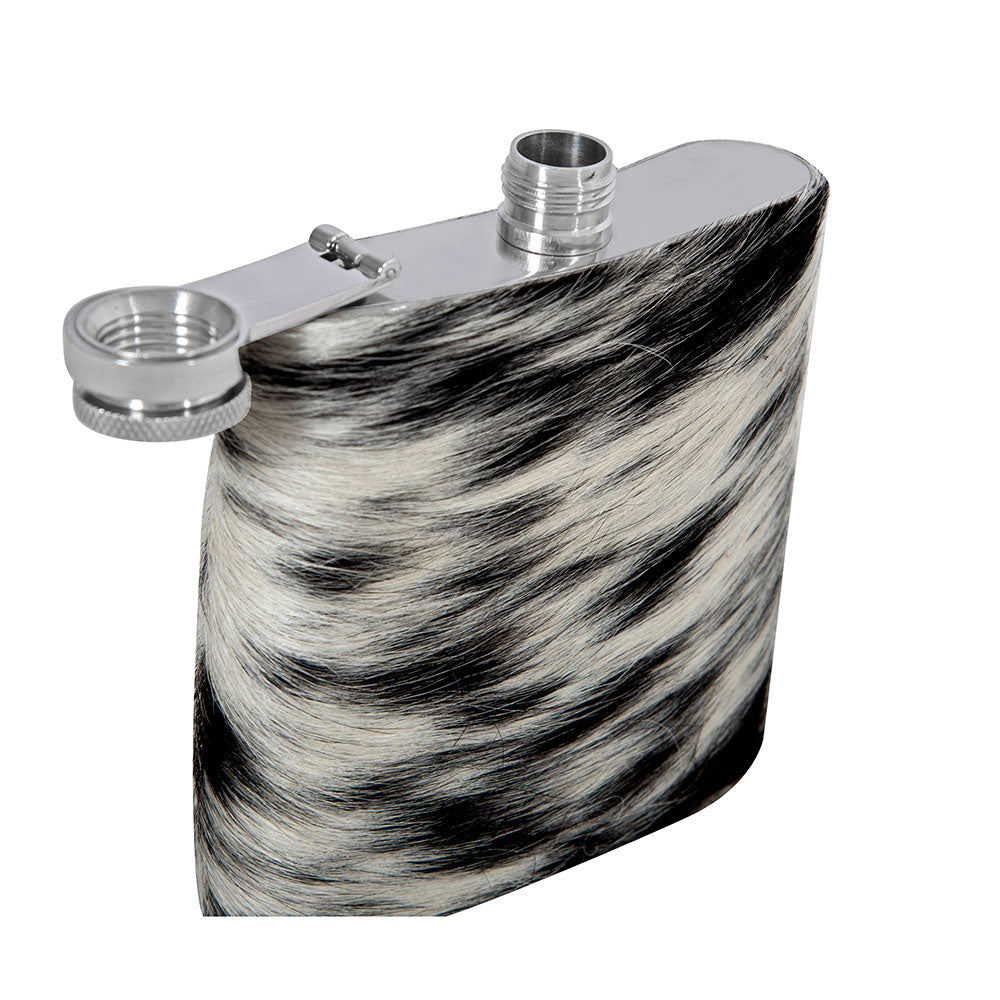 Mountain Trail Flask in Dark Hair-on Hide - Myra USA