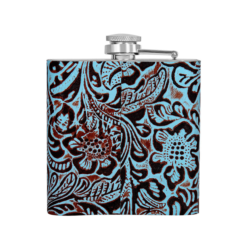 Mountain Trail Flask in Hand-tooled Leather - Myra USA