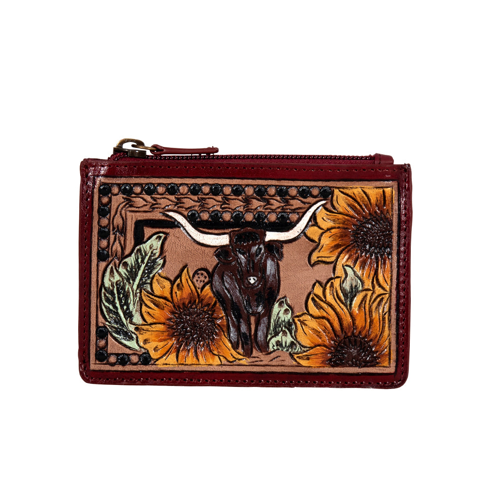 Where Longhorns Graze Hand-tooled Card Holder - Myra USA