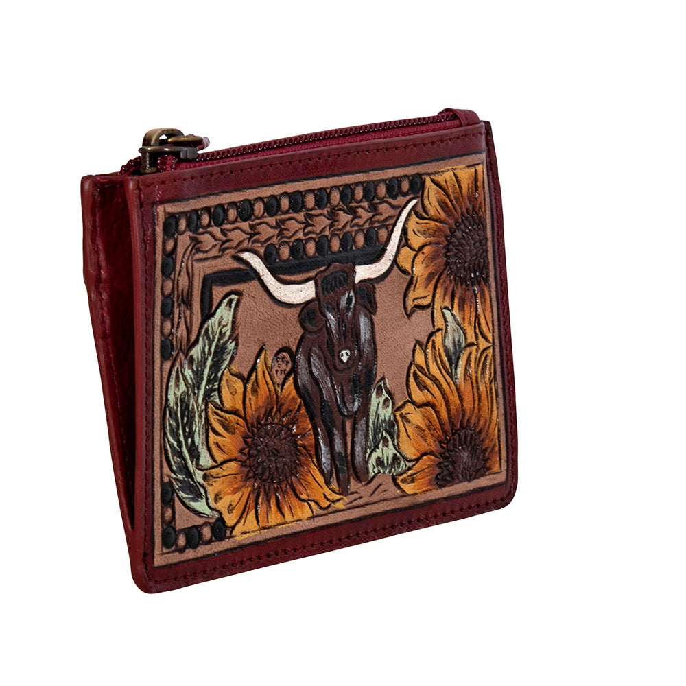 Where Longhorns Graze Hand-tooled Card Holder - Myra USA