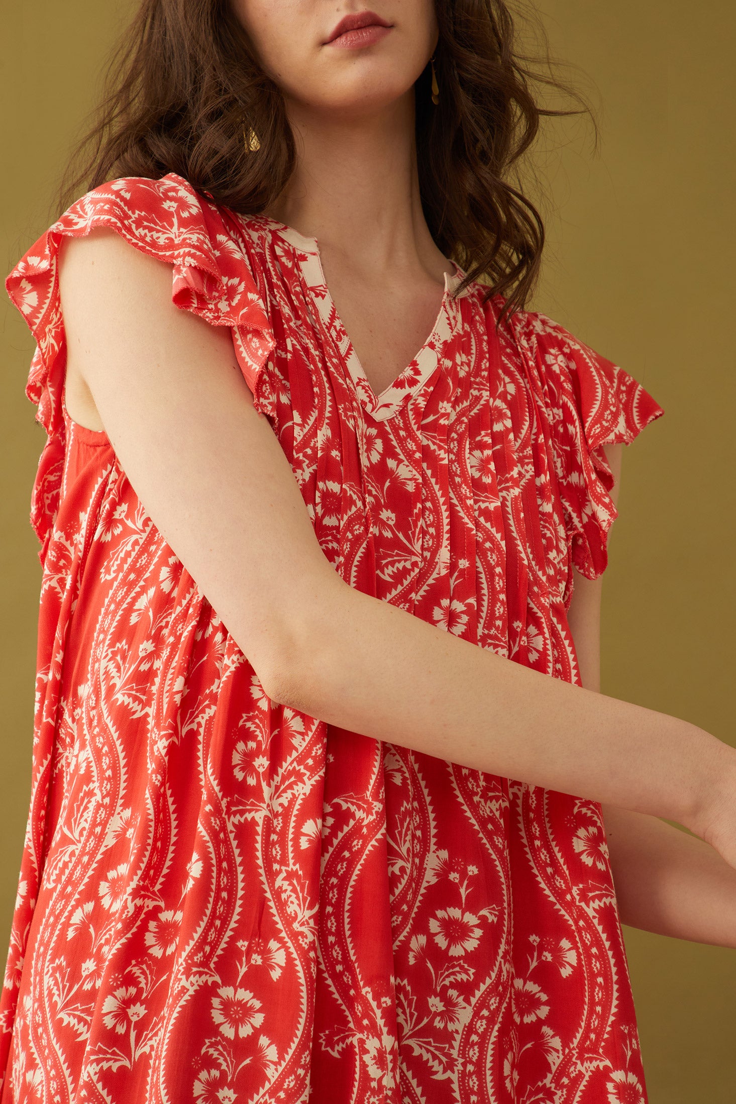 Tangerine Floral Splendor Dress - Myra USA