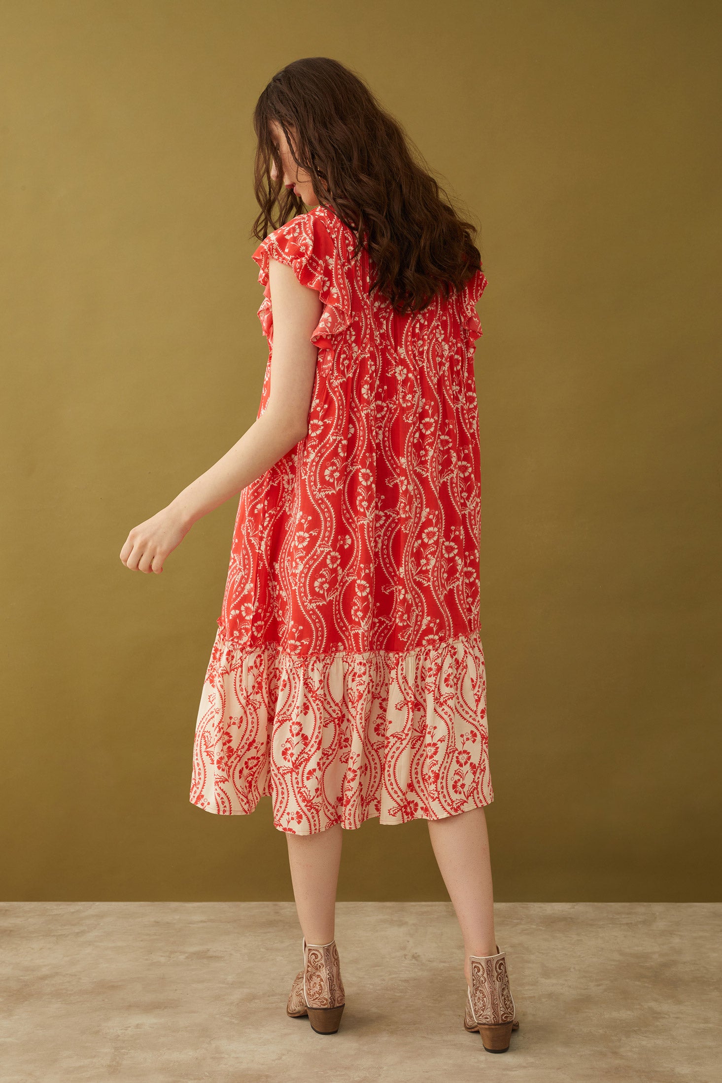 Tangerine Floral Splendor Dress - Myra USA