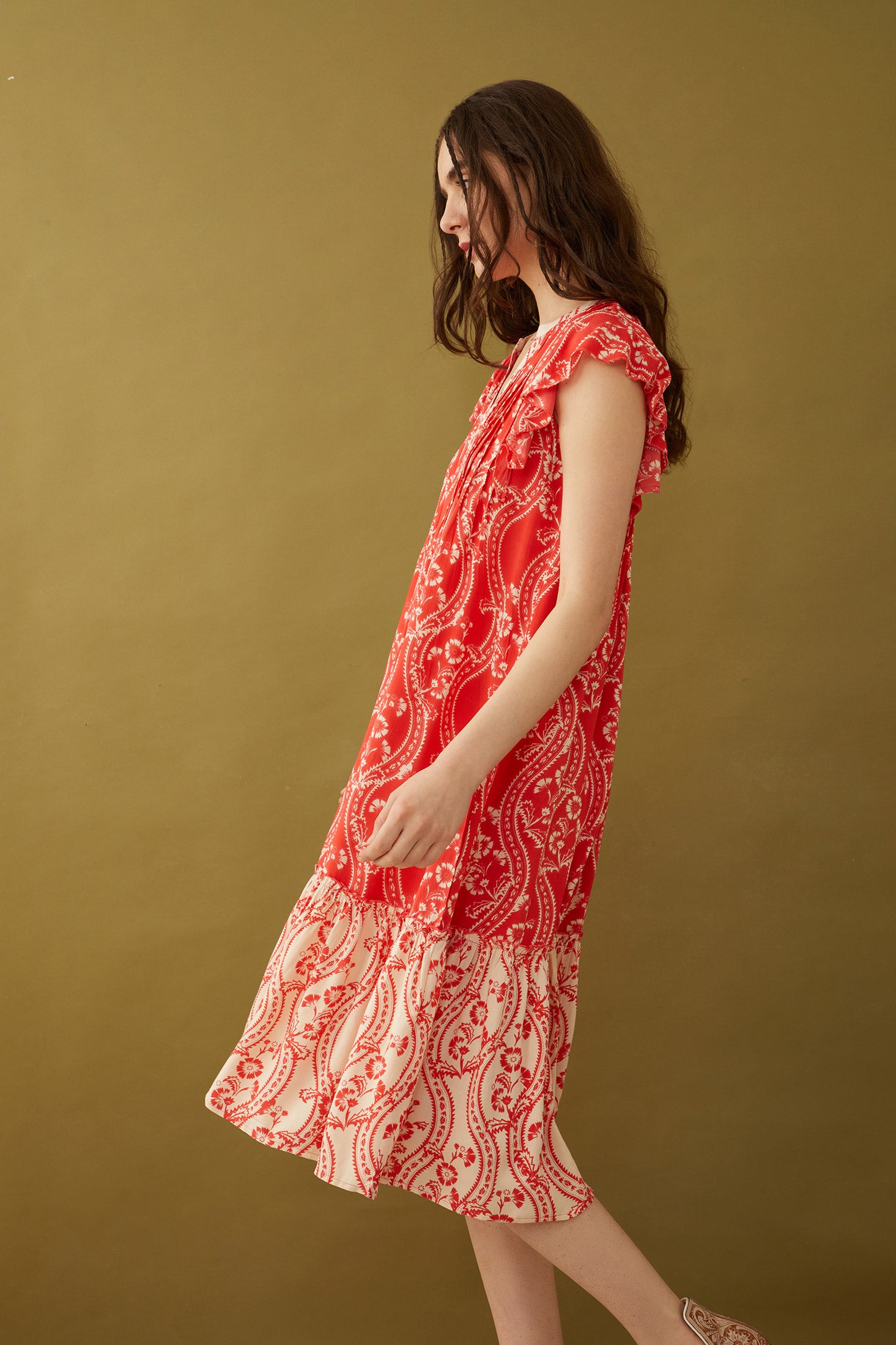 Tangerine Floral Splendor Dress - Myra USA