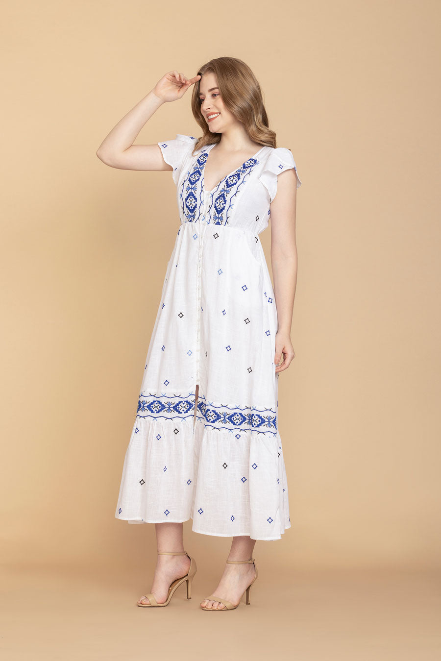Lillith Cotton Embroidered Dress - Myra USA