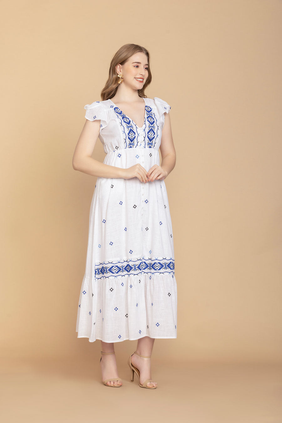 Lillith Cotton Embroidered Dress - Myra USA