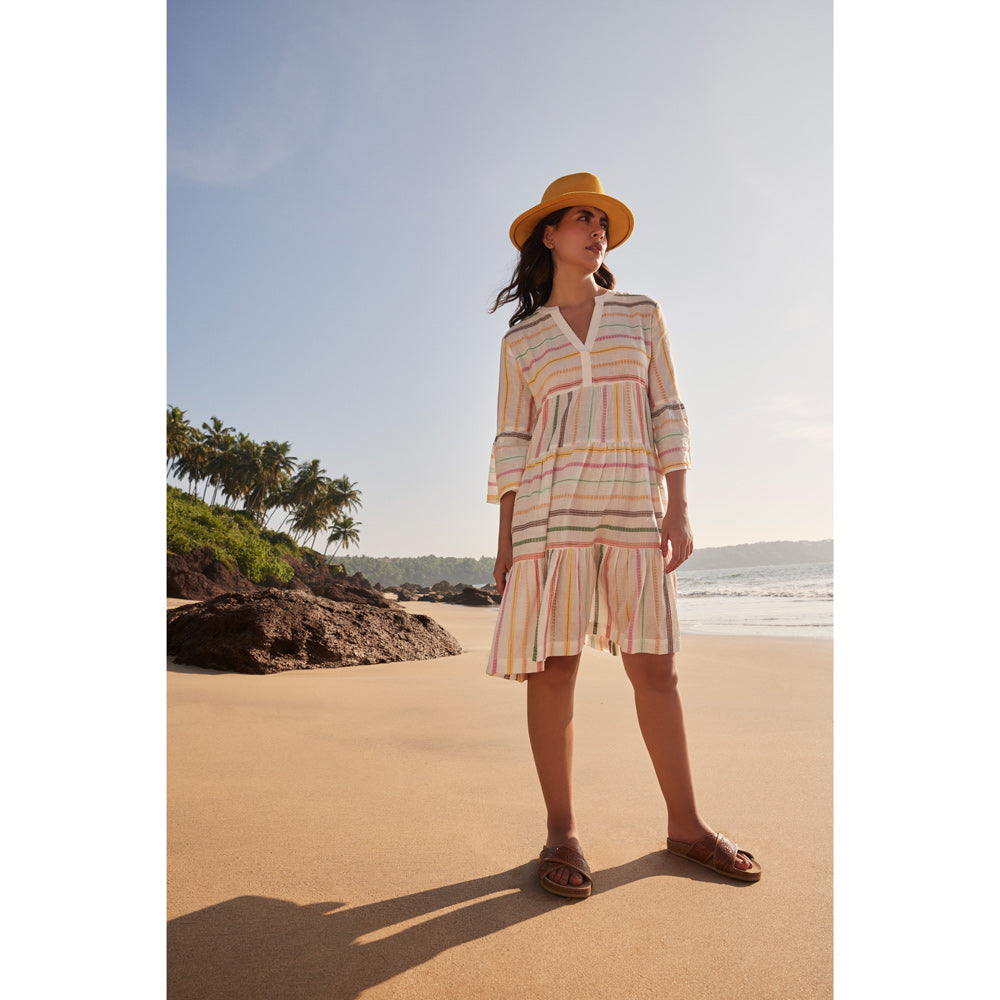 Spring Skies V-Neck Mid-Sleeve Dress - Myra USA