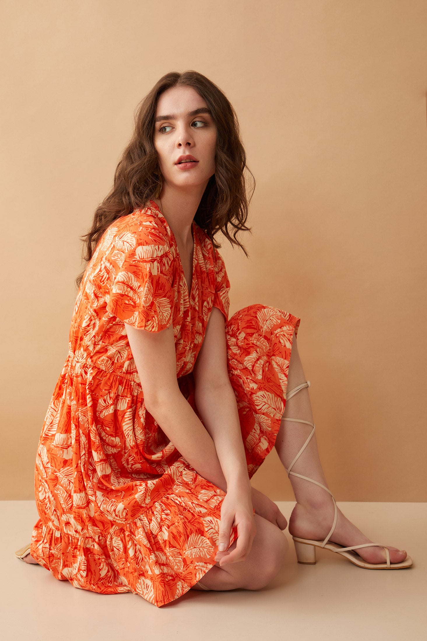 Glorious Tangerine Button Dress - Myra USA
