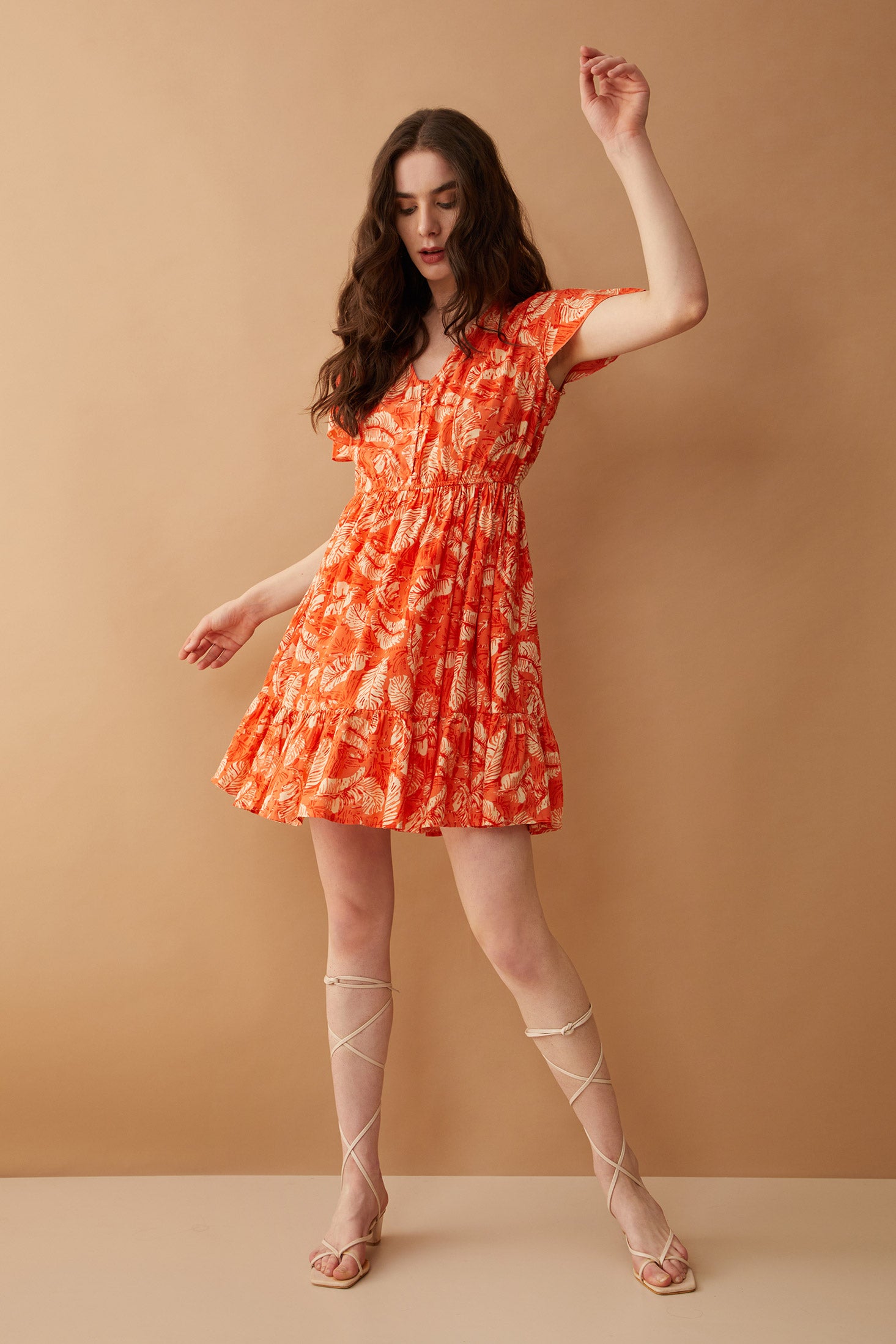 Glorious Tangerine Button Dress - Myra USA