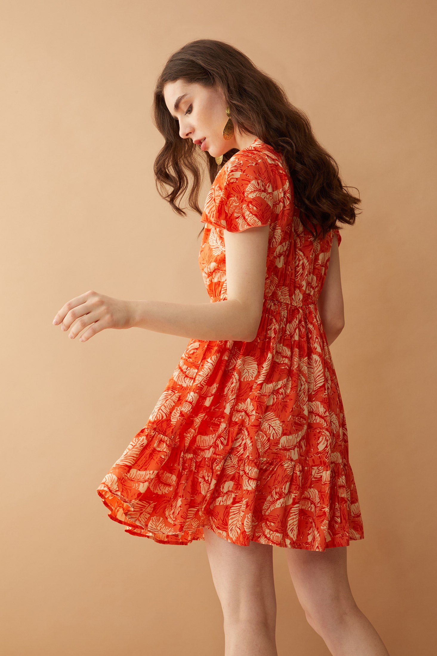Glorious Tangerine Button Dress - Myra USA