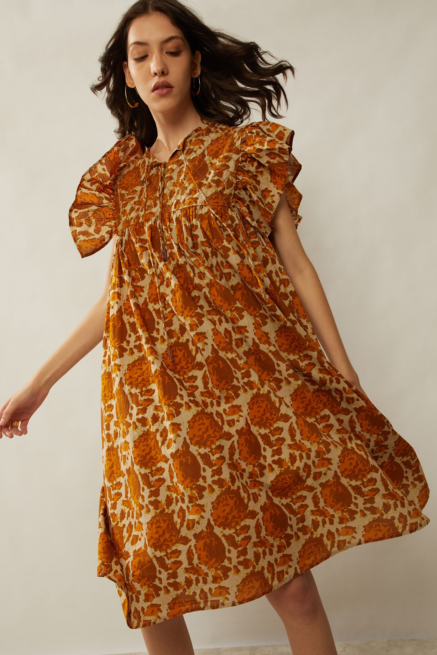 Bohera Beverly Frilled Sleeve Free Form Dress - Myra USA