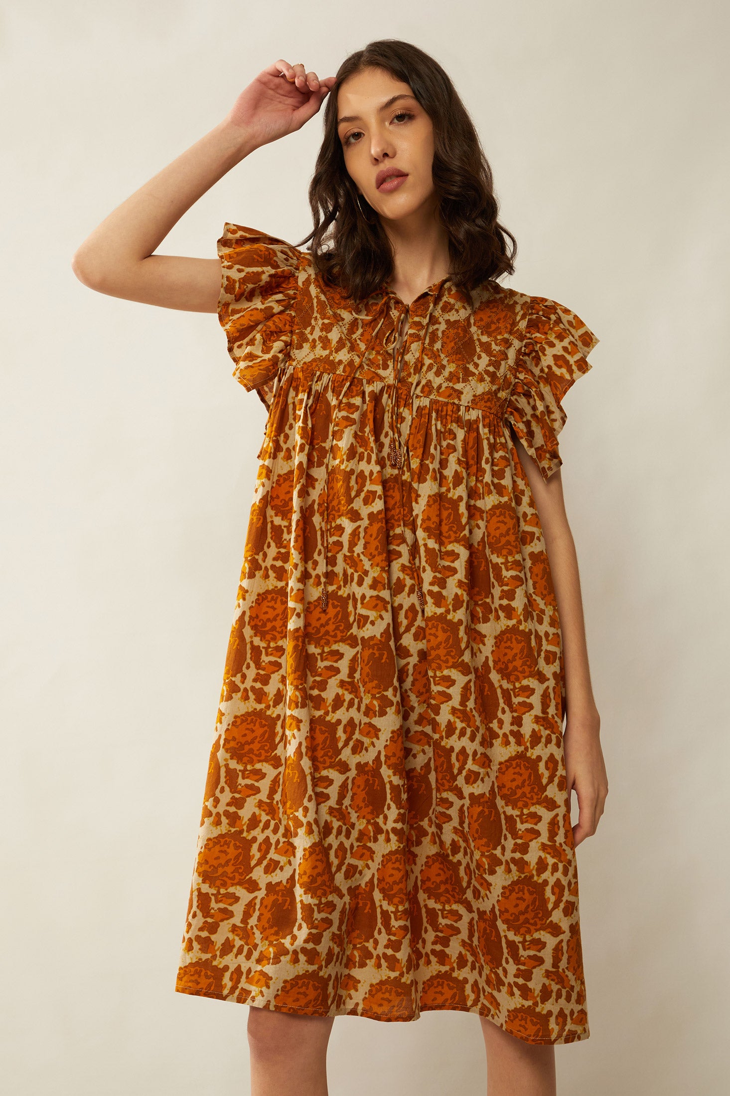 Bohera Beverly Frilled Sleeve Free Form Dress - Myra USA