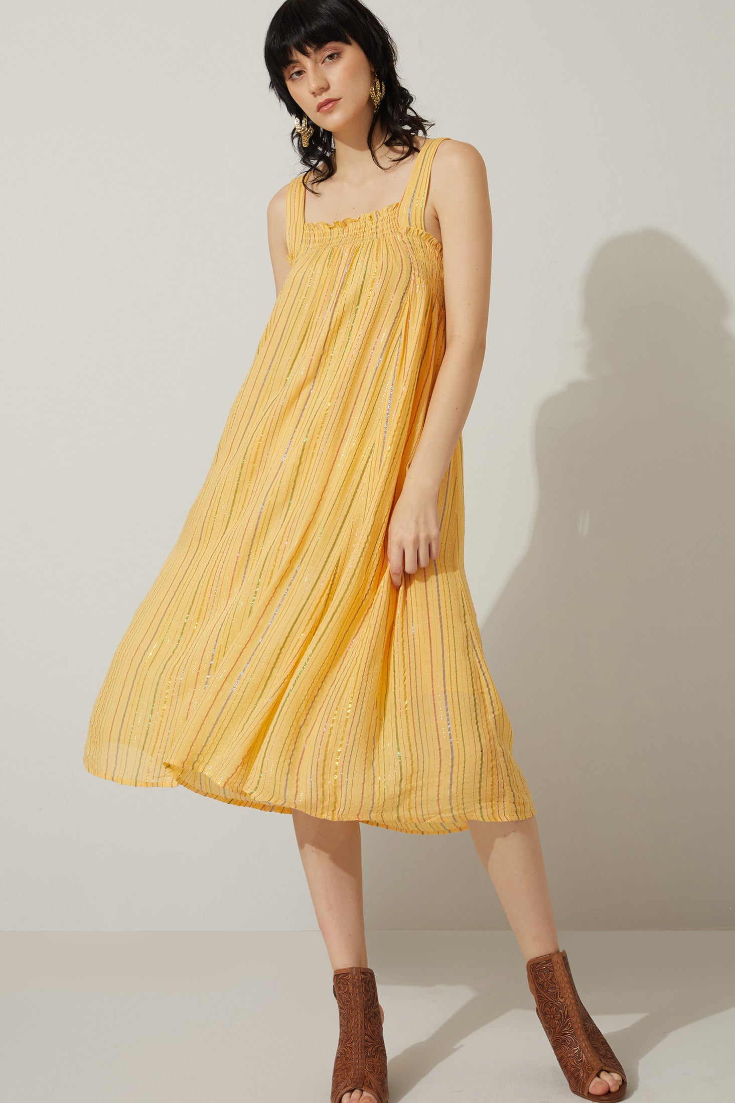 Bohera Lurex Sunshine Mine Color Accent Sundress - Myra USA