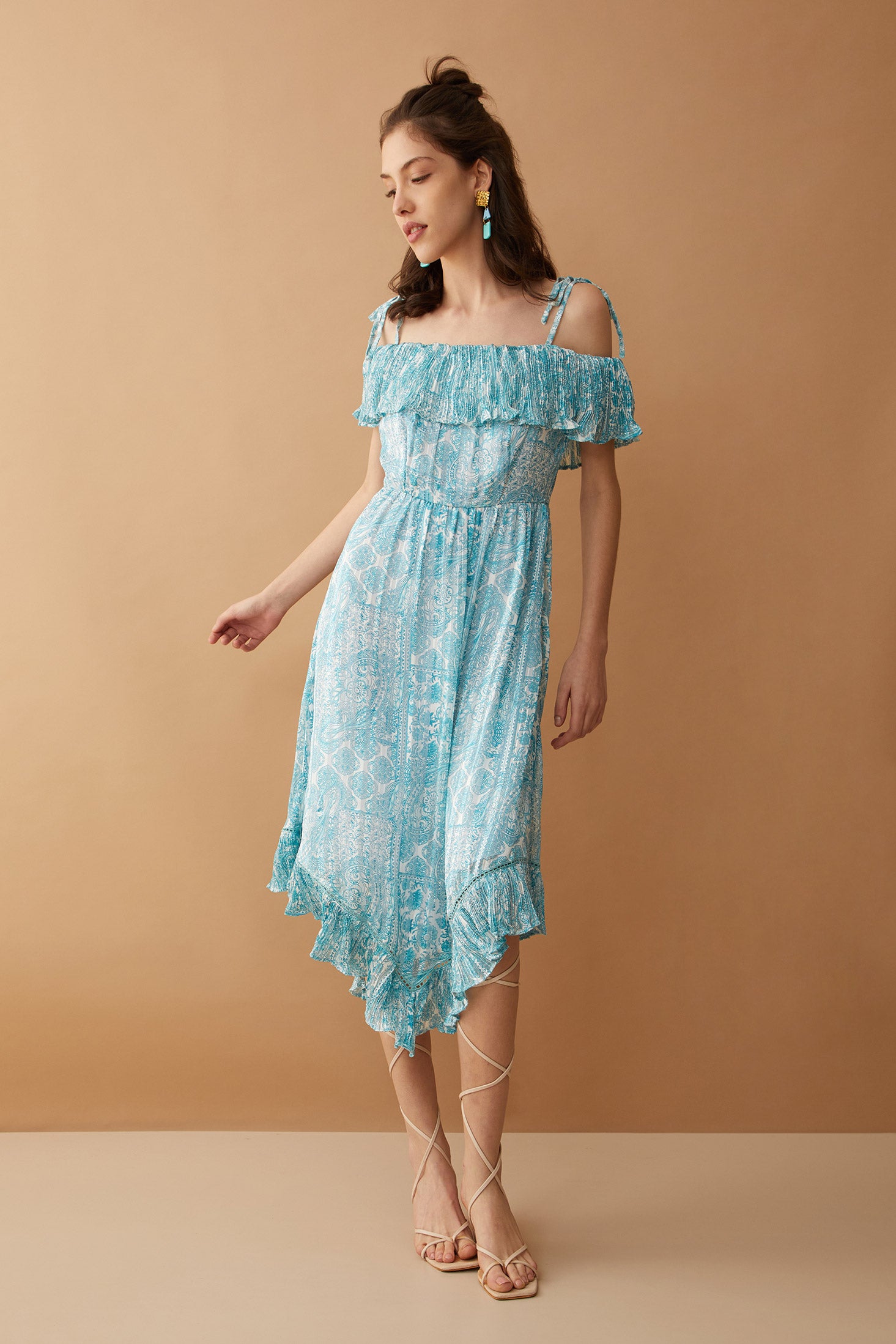 Blue Marlina Off-Shoulder Dress - Myra USA