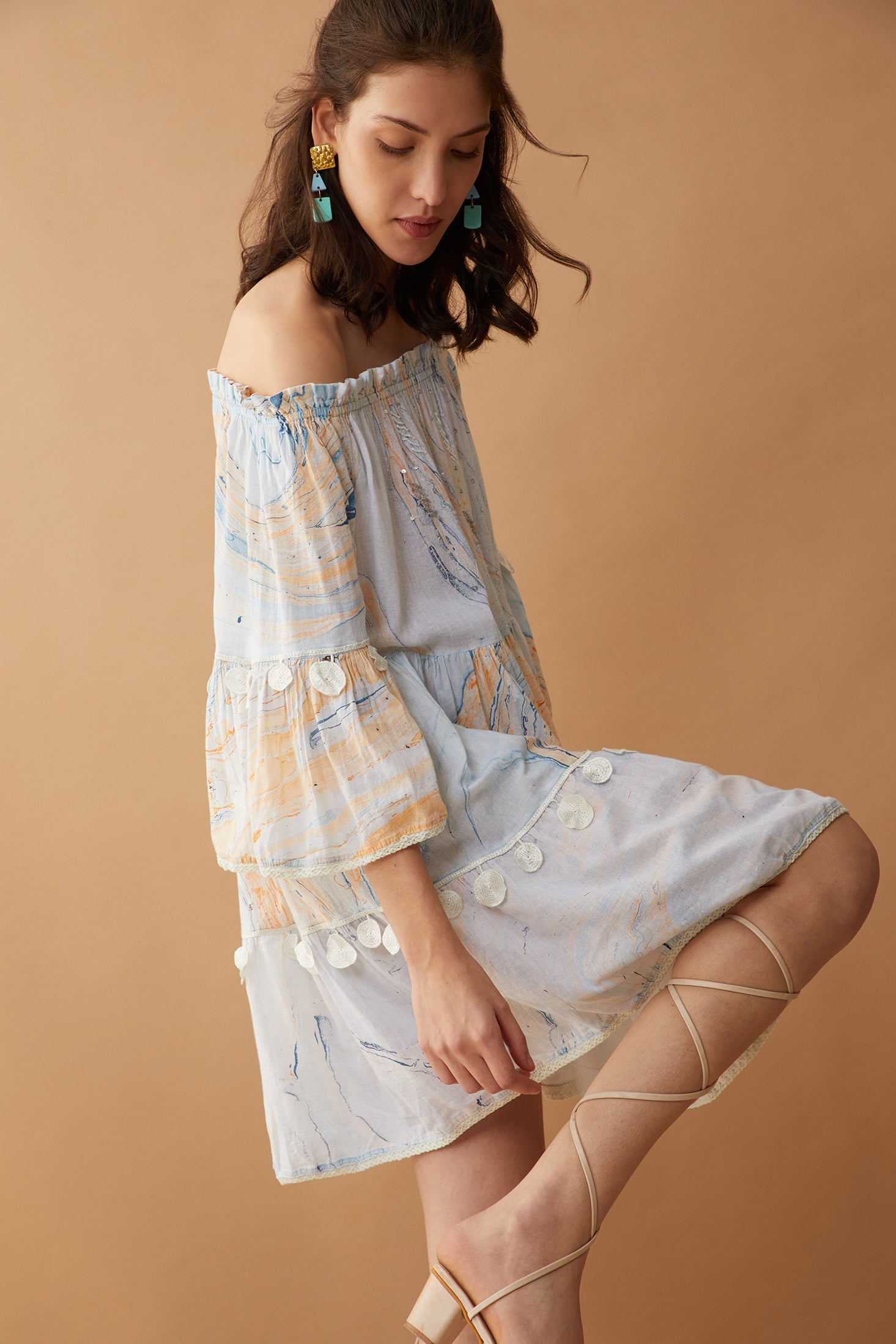Sansa Marble Off-Shoulder Dress - Myra USA