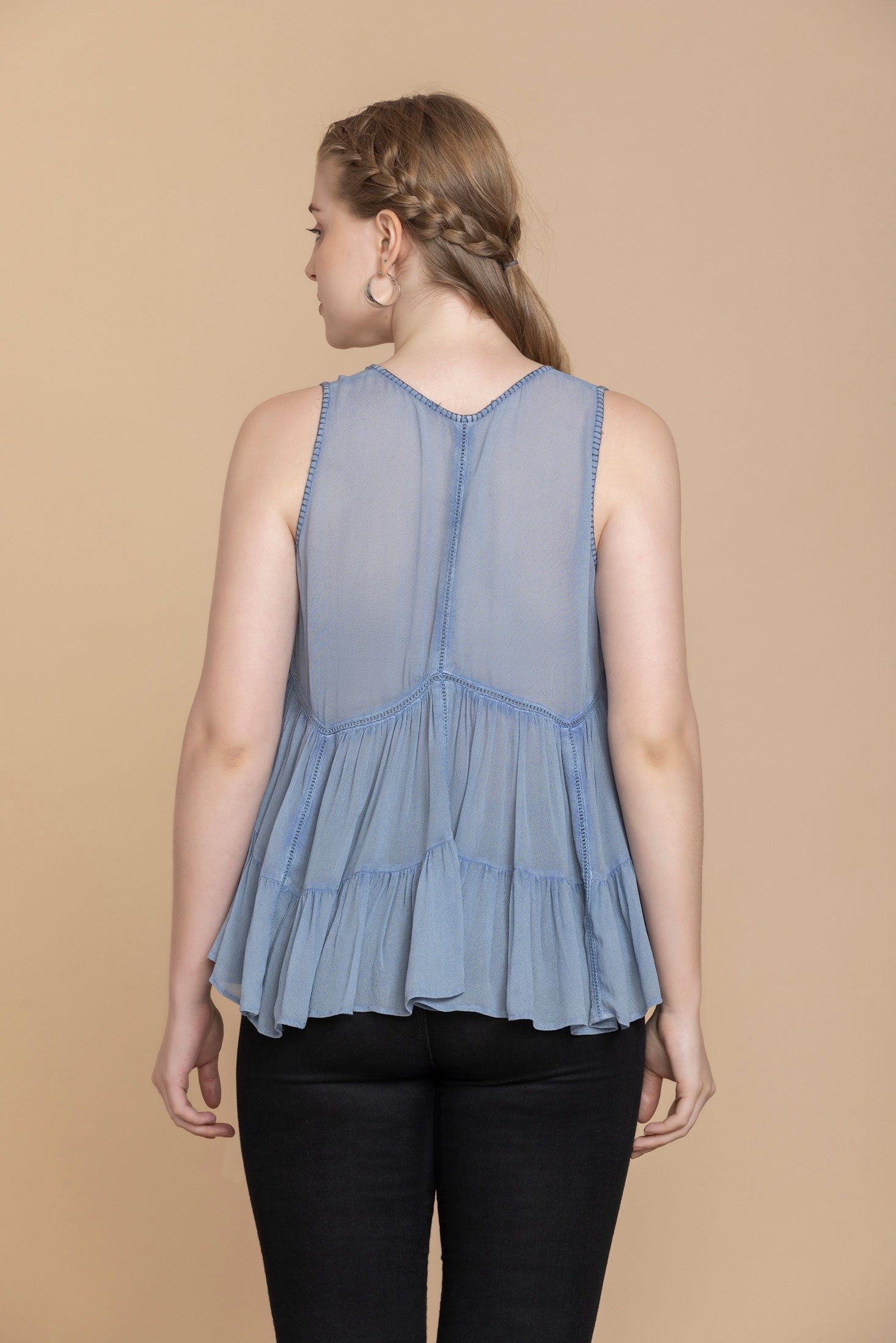 Bohera Faustina Washed Top in Blue - Myra USA