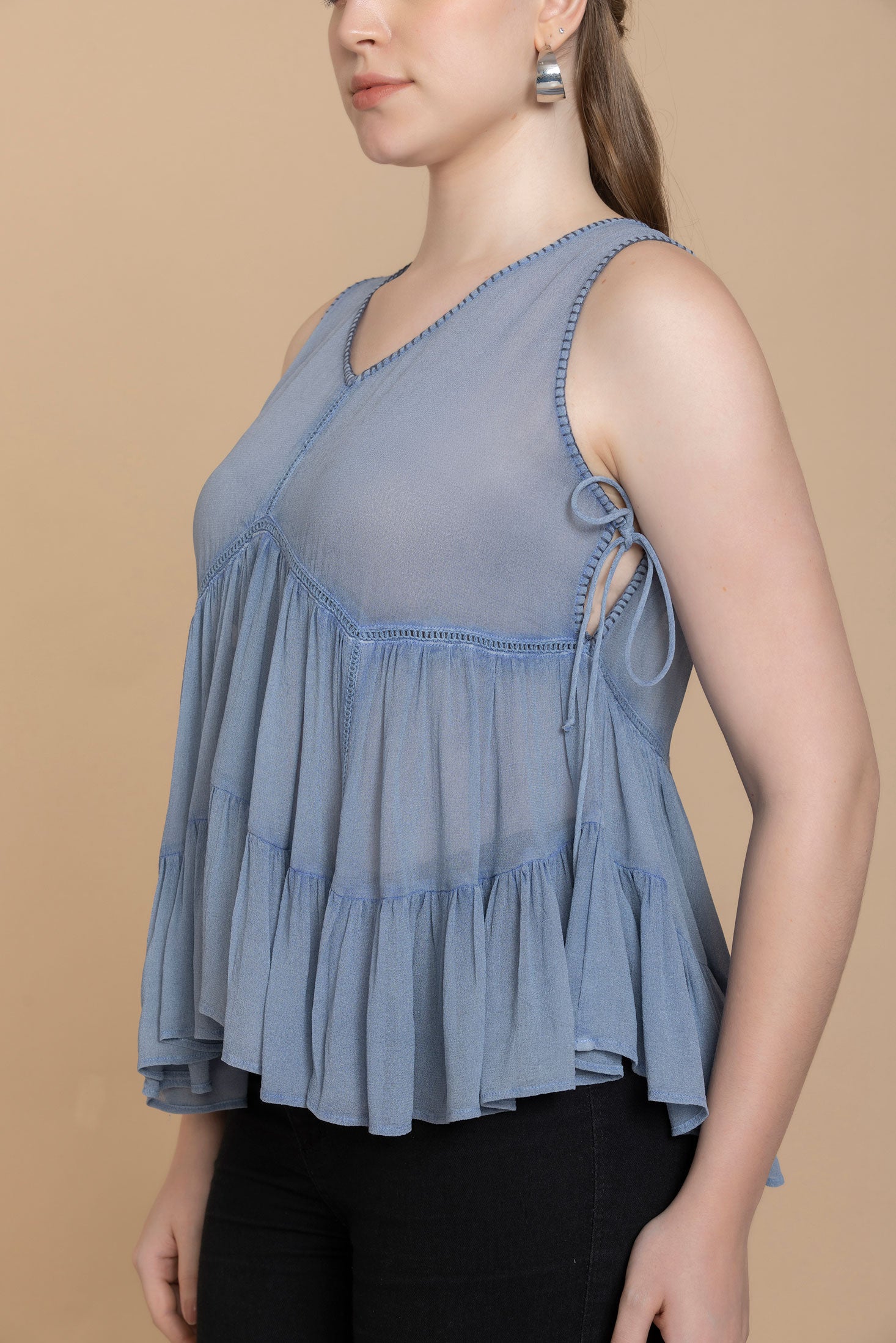 Bohera Faustina Washed Top in Blue - Myra USA