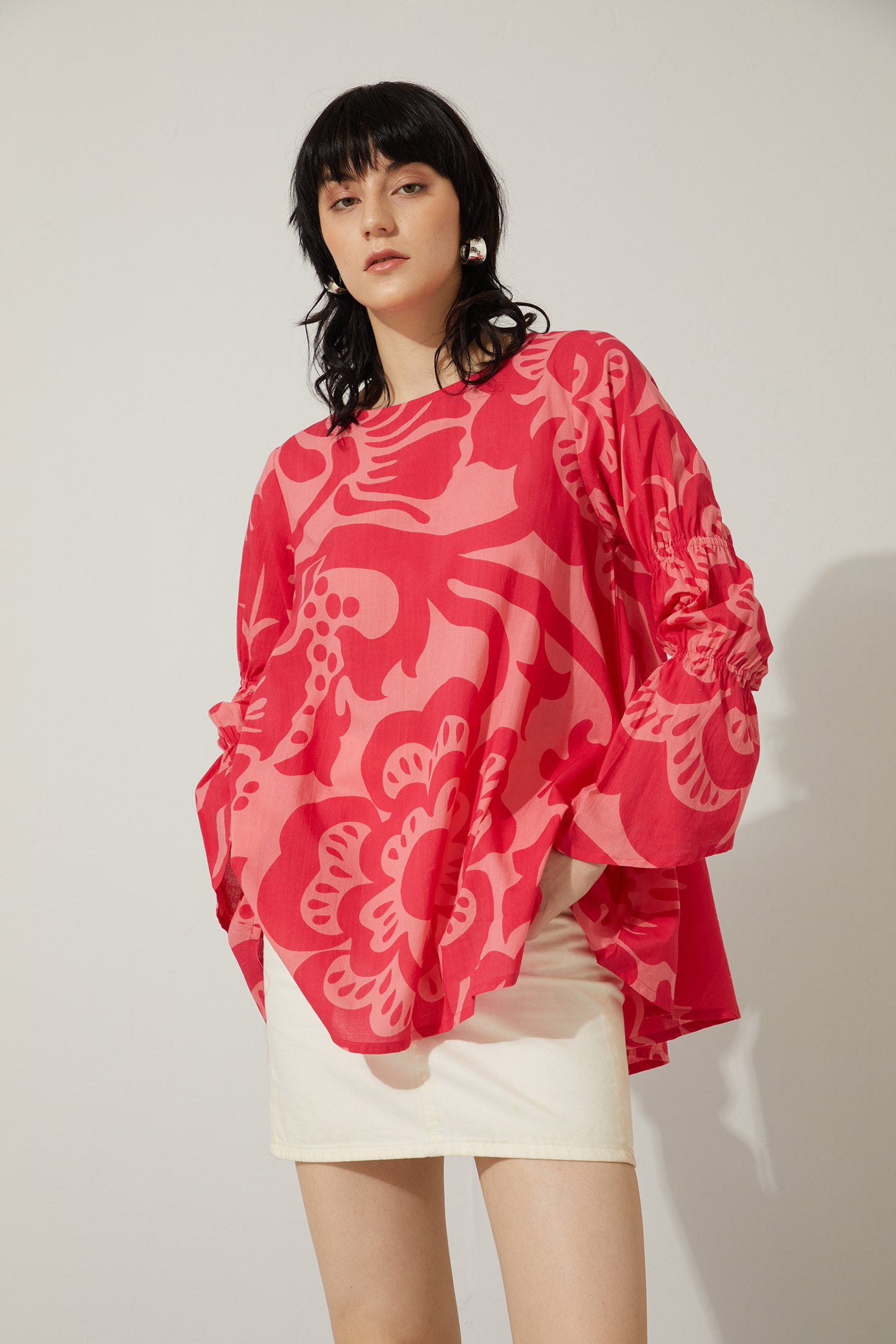 Flora Daye Round Neck Flare Sleeve Top - Myra USA