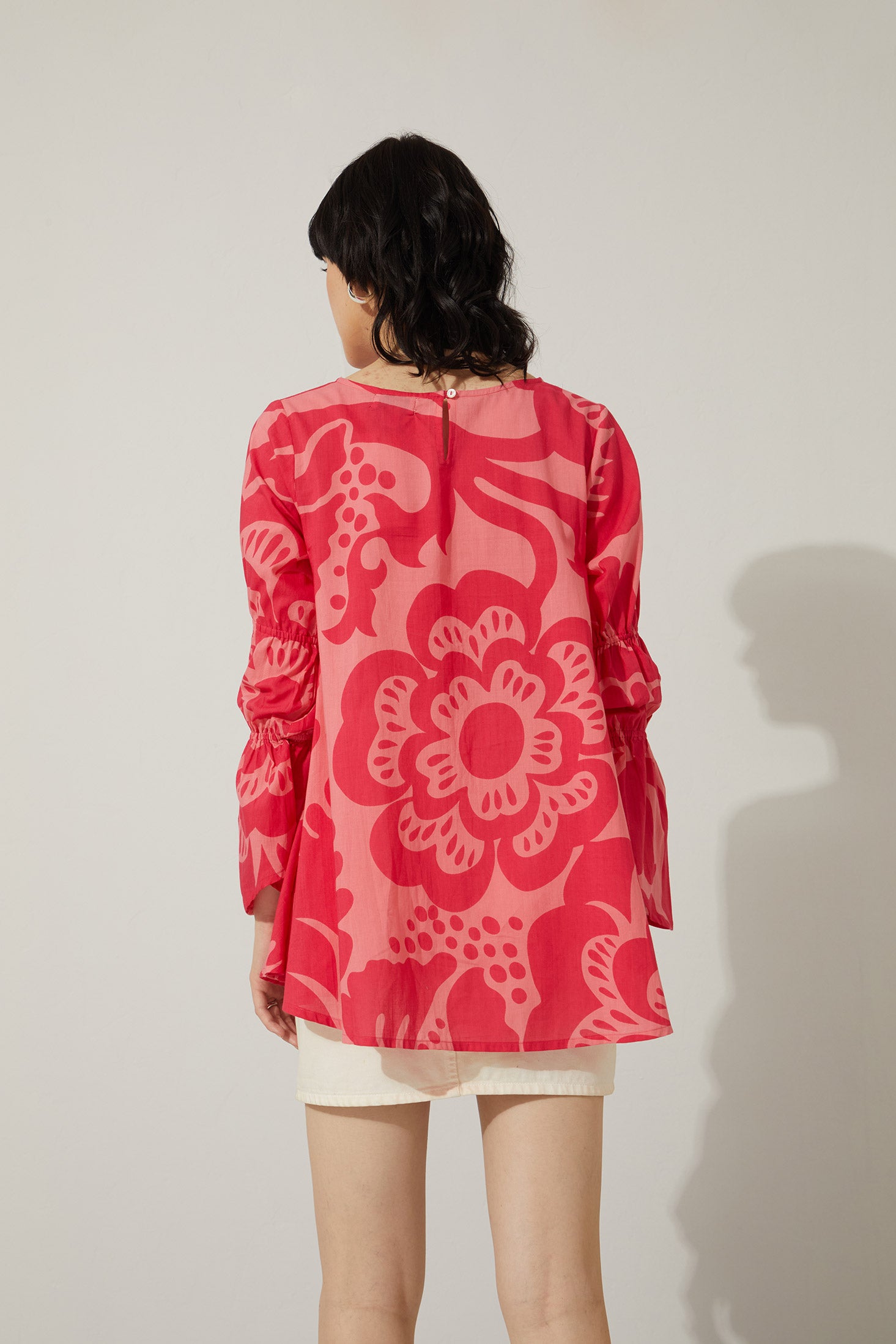 Flora Daye Round Neck Flare Sleeve Top - Myra USA