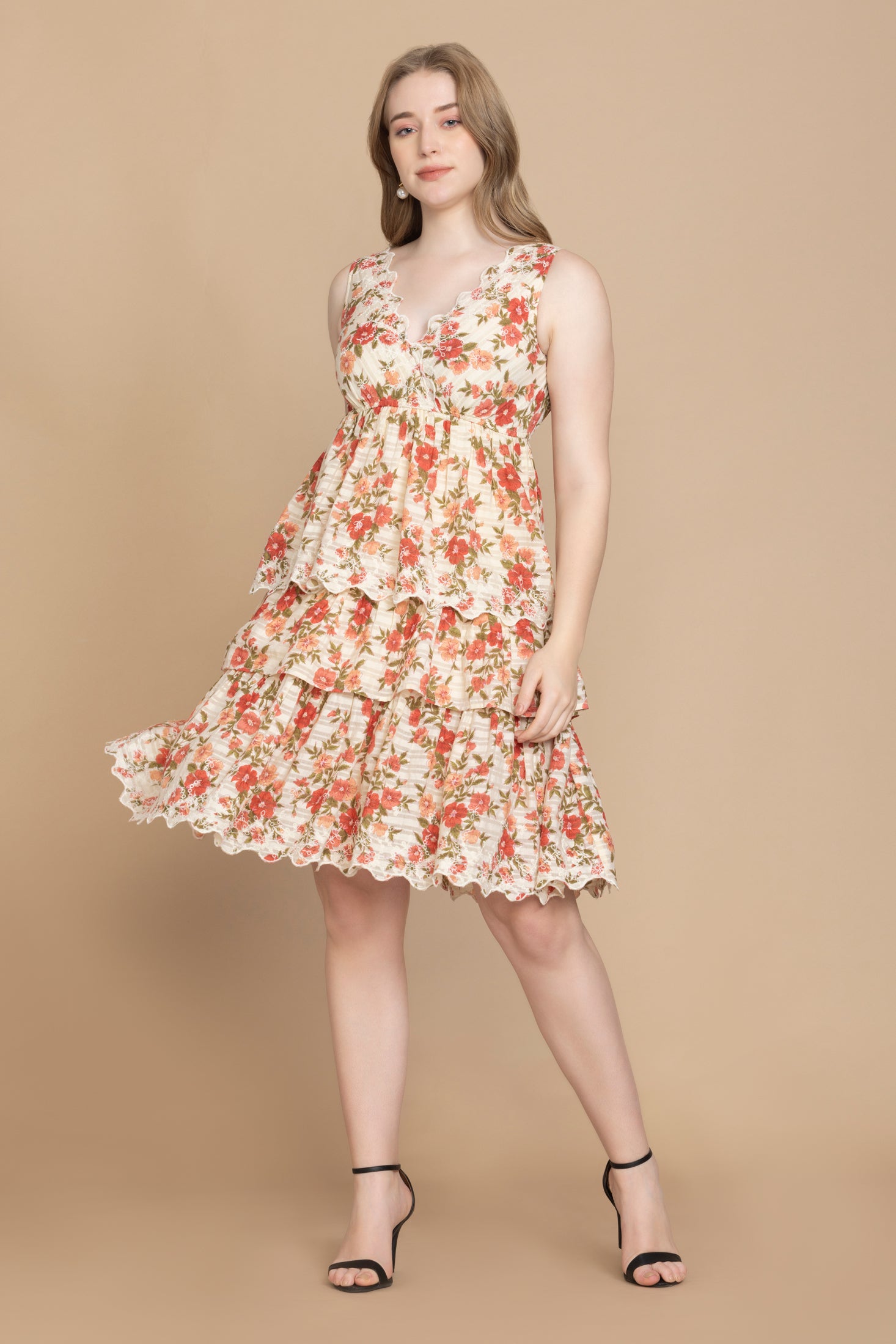 Bohera Silvianna V-Neck Tieried Skirt Dress - Myra USA