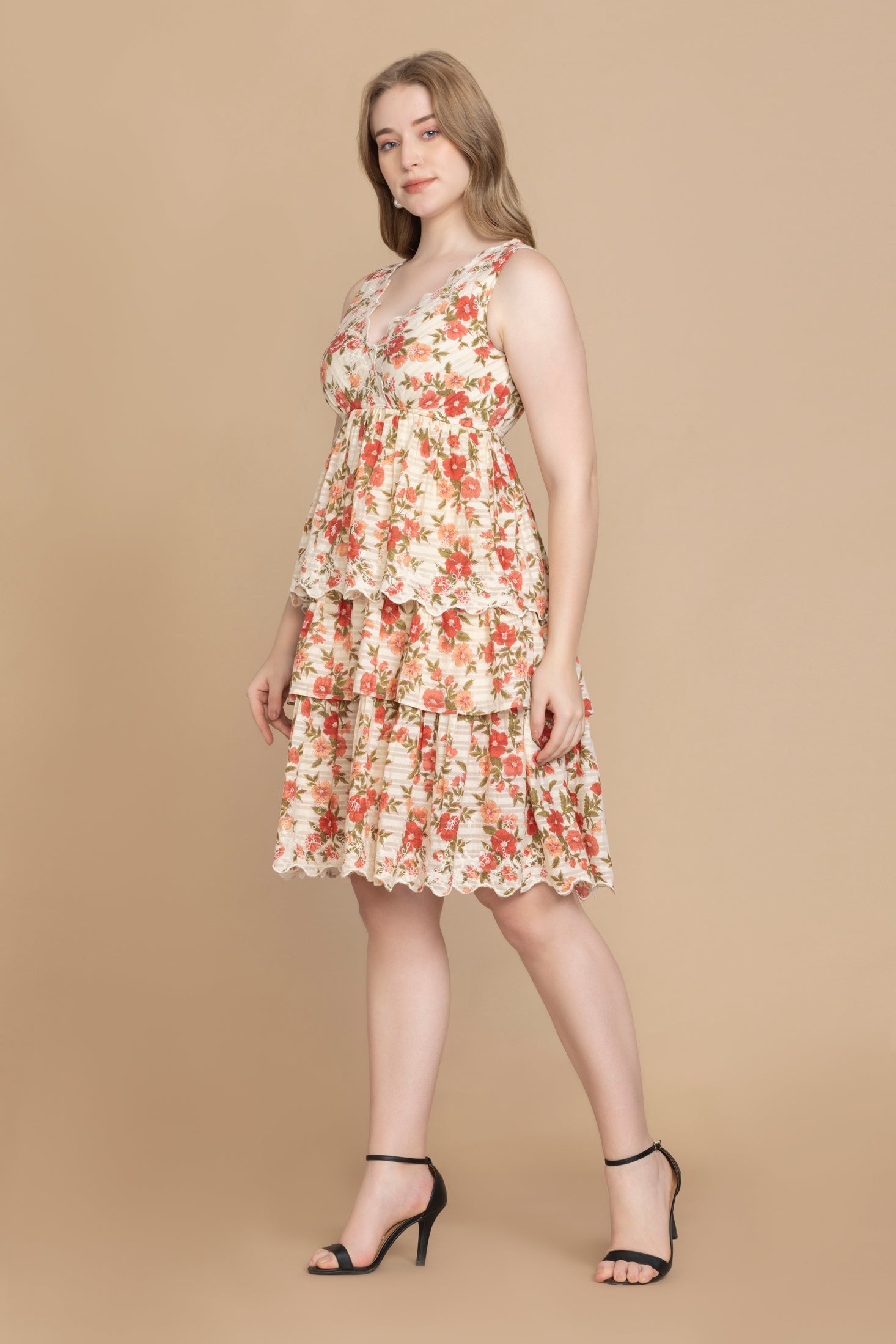 Bohera Silvianna V-Neck Tieried Skirt Dress - Myra USA