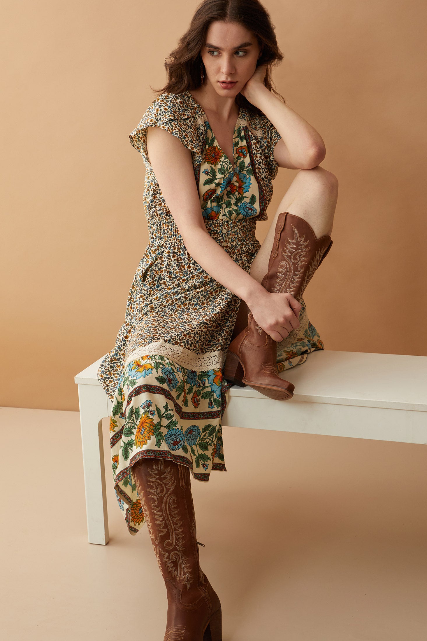 Mika Lou Embroidered Drop Waist Tiered Dress - Myra USA