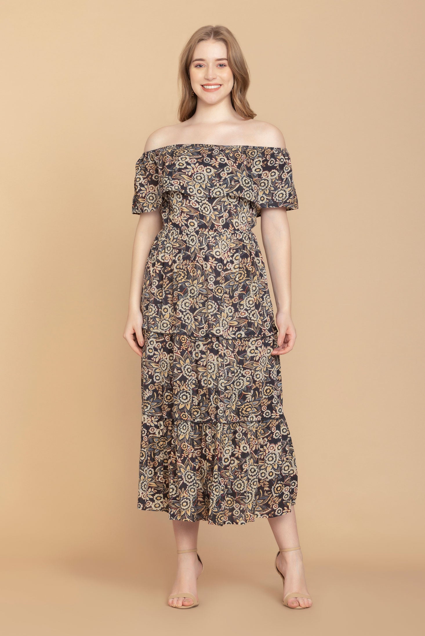 off the shoulder drop waist dress Bohera Miss Lorraine Off-the-Shoulder M Casual dresses Step into Size:Size 10 going_out Maggy London Short Flutter