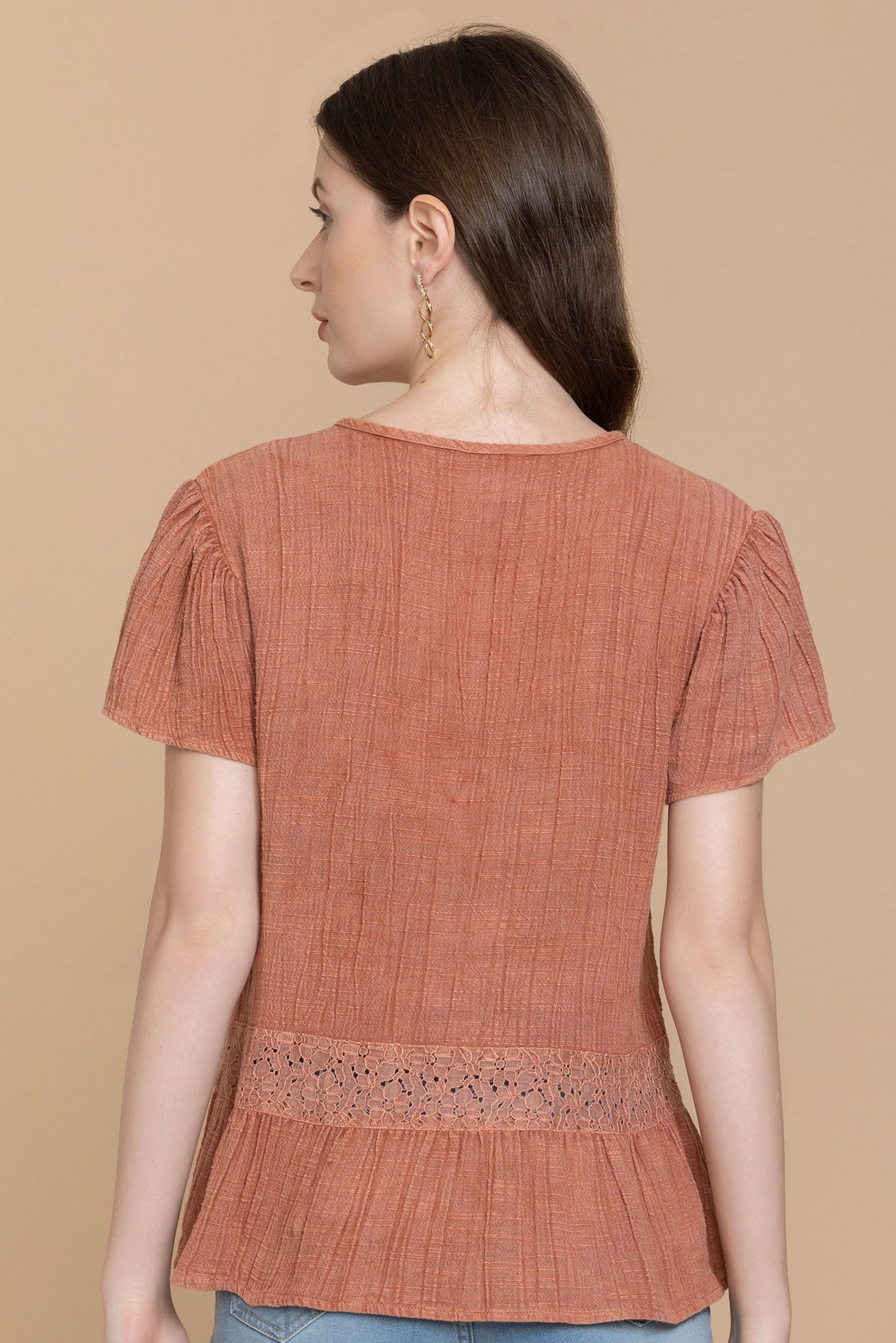 Bohera Kylee Short Sleeve Button Down Washed Top - Myra USA