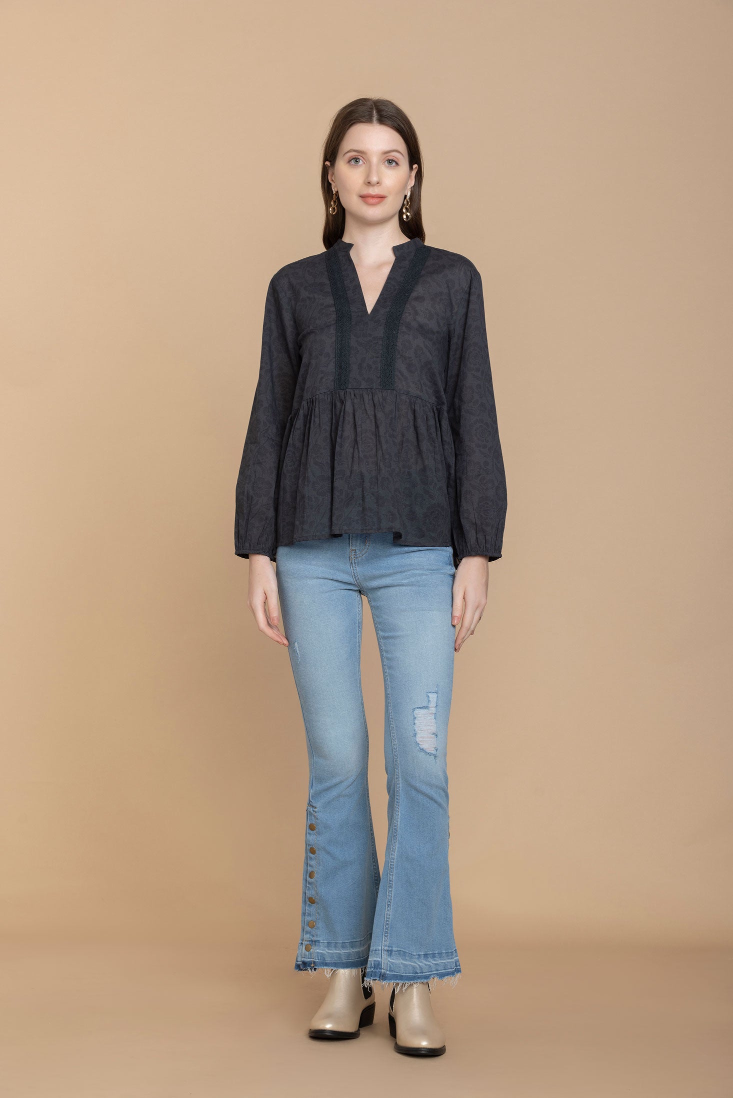 Minda Black Free Flow Top - Myra USA