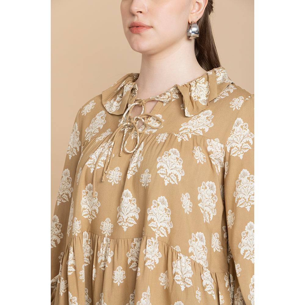 Bohera Ruthie Tie Collar Flared Sleeve Top - Myra USA