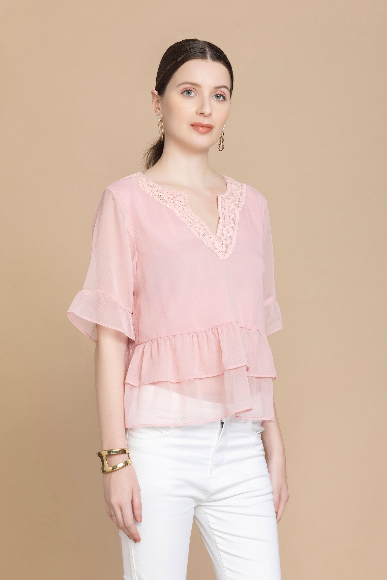 Alipha Lace Accent Top - Myra USA