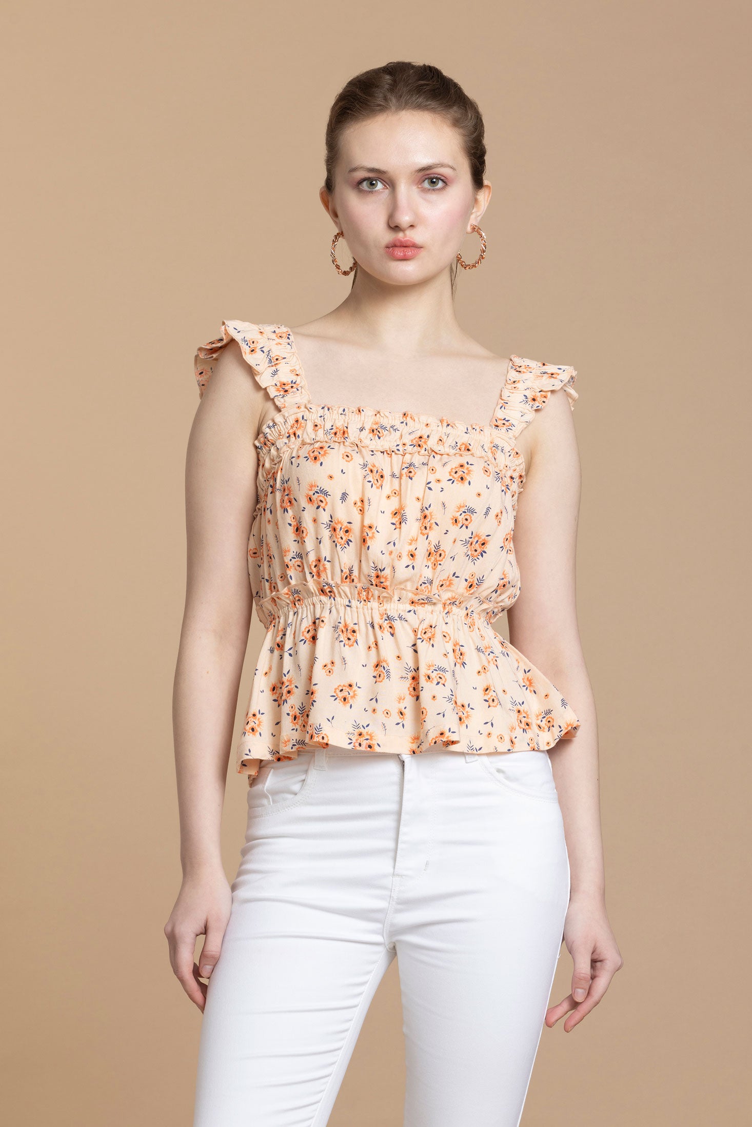 Bohera Sashiko Floral Peplum Top - Myra USA