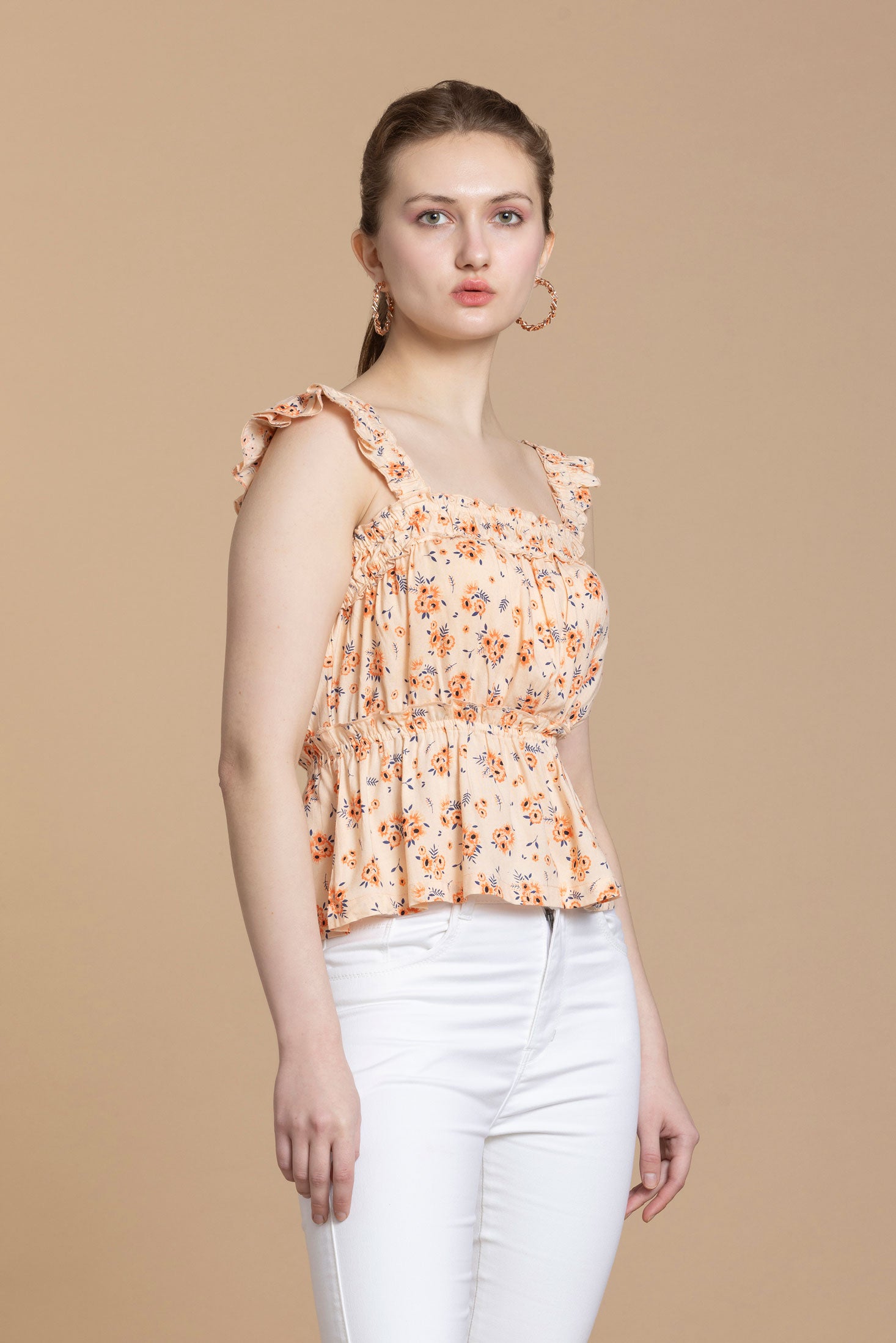 Bohera Sashiko Floral Peplum Top - Myra USA